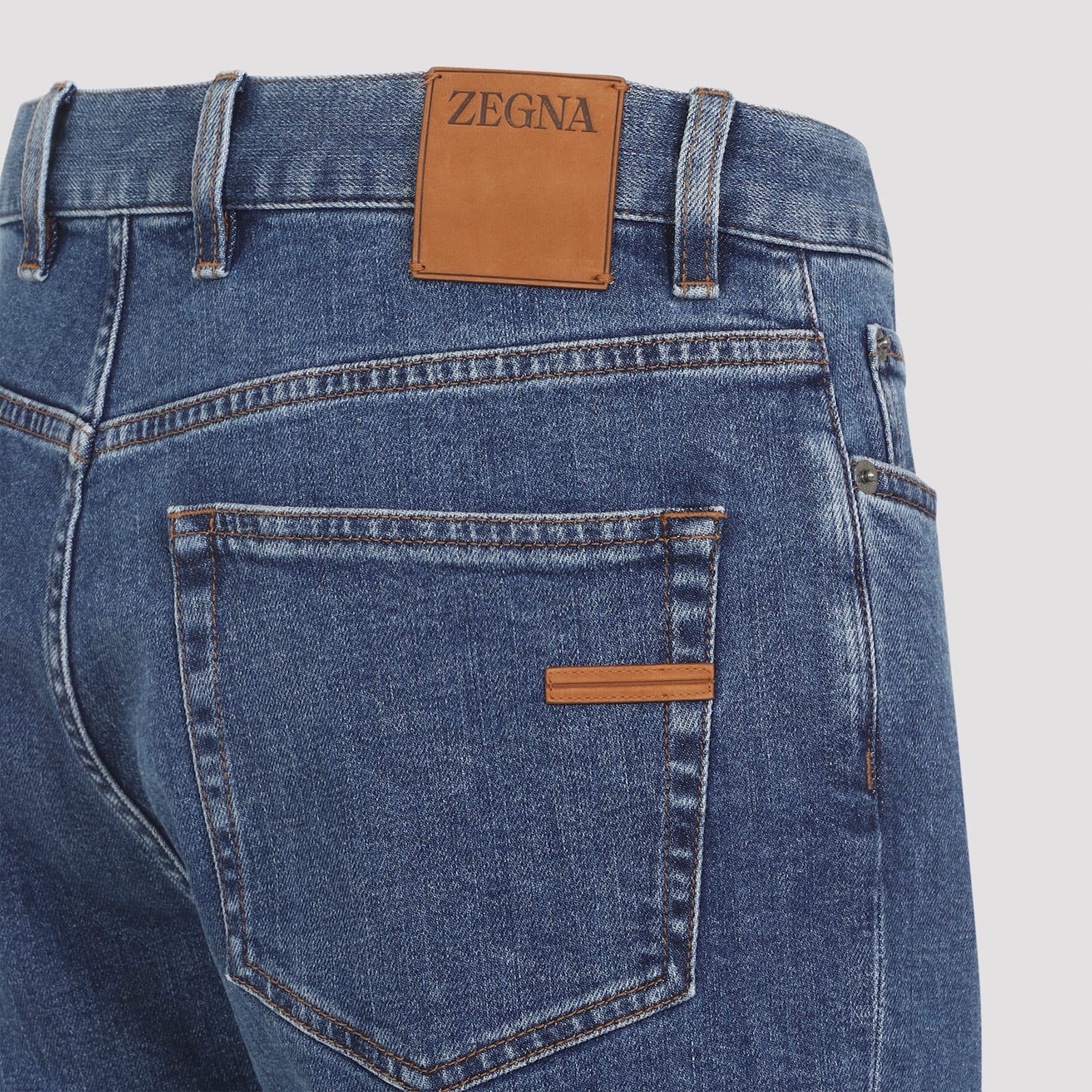 Zegna Denim Trousers With Belt Loops And Pockets In Blue