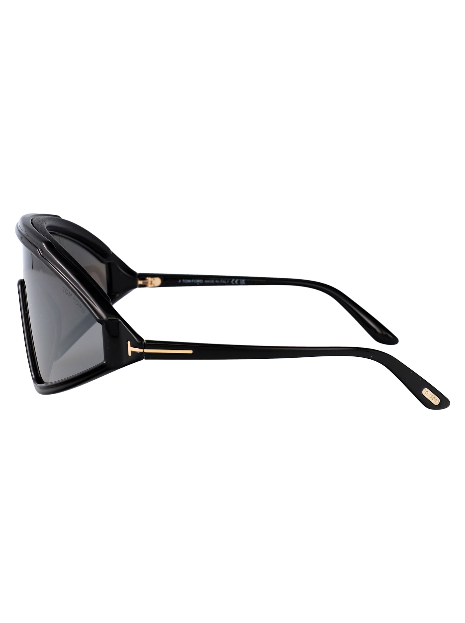 Tom Ford Eyewear Lorna Shield Frame Sunglasses In 01c Nero Lucido / Fumo Specchiato
