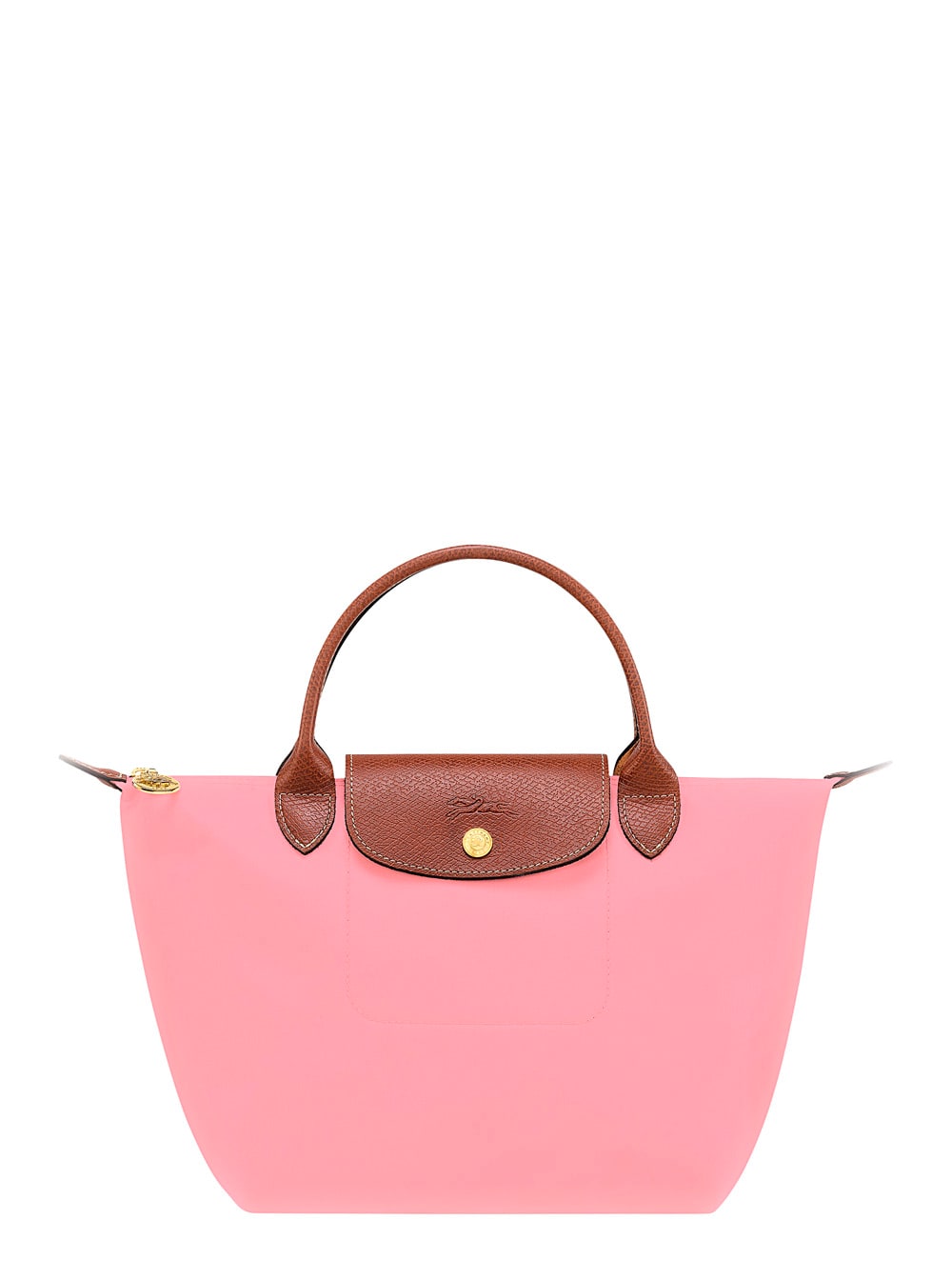 le Pliage S Pink Handbag With Engraved Logo In Recycled Canvas Woman