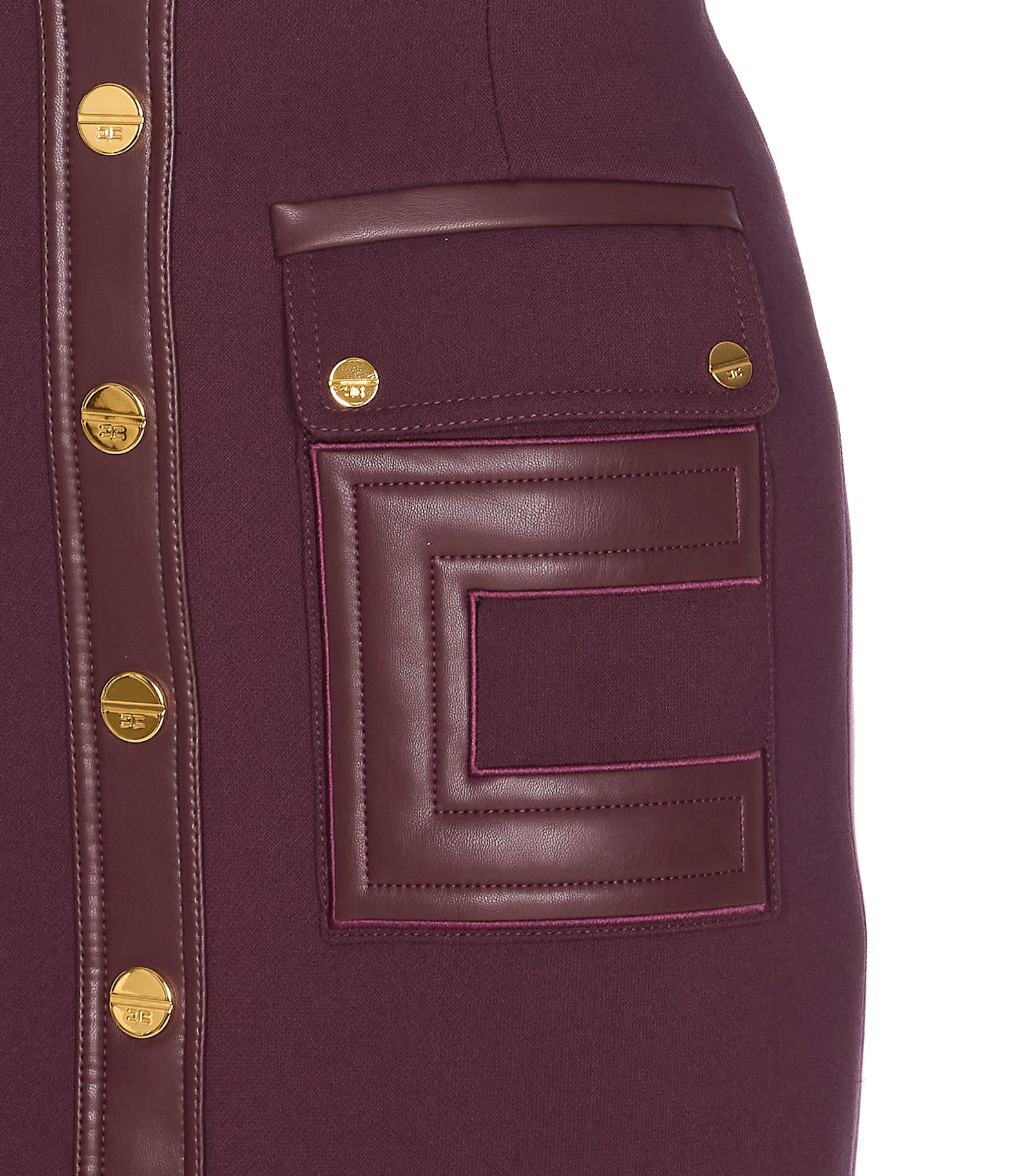 Elisabetta Franchi Merlot Dress With Faux Leather Inserts In Burgundy