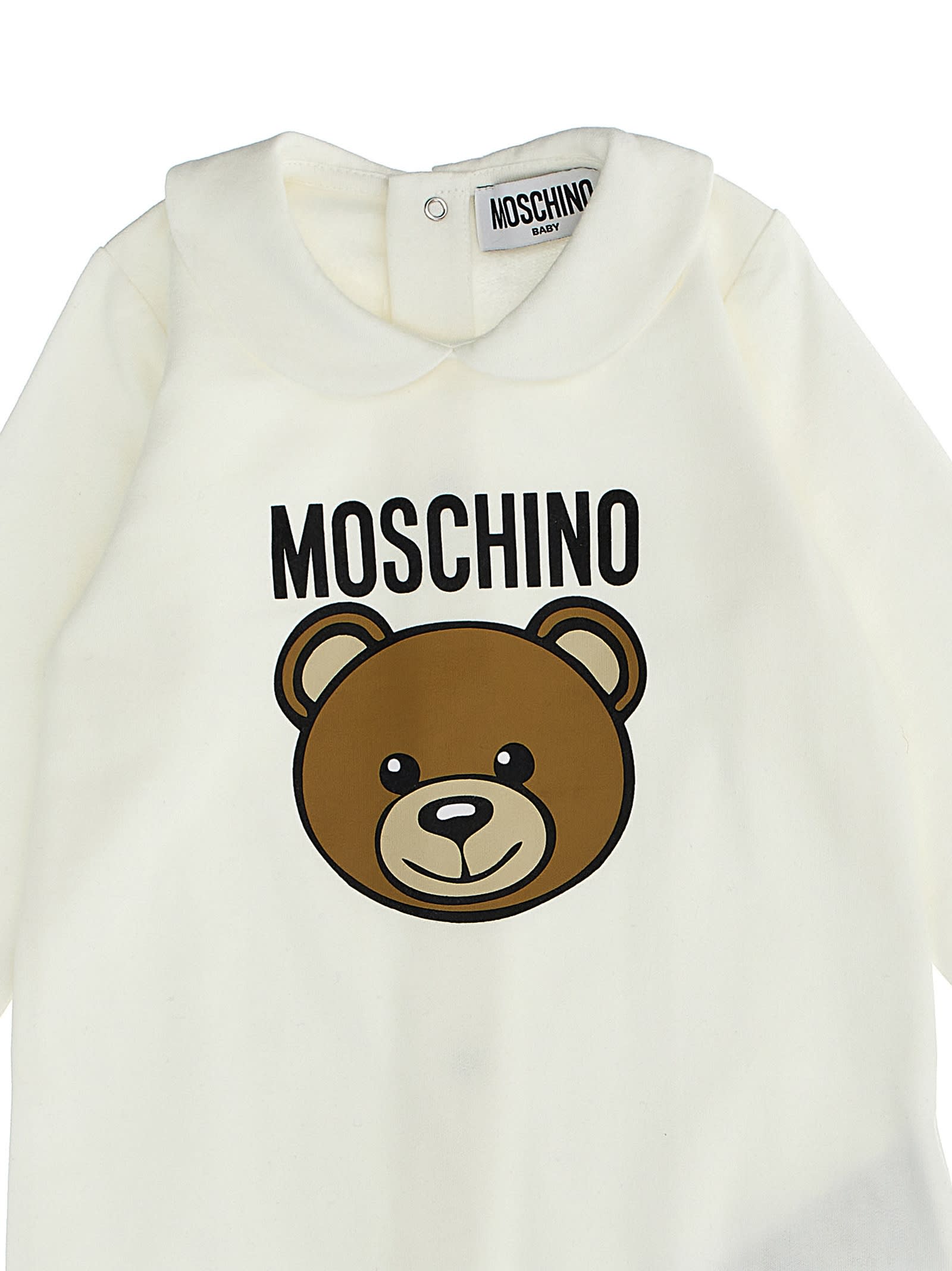 Shop Moschino Baby Set Bib + Cap + Bib In White