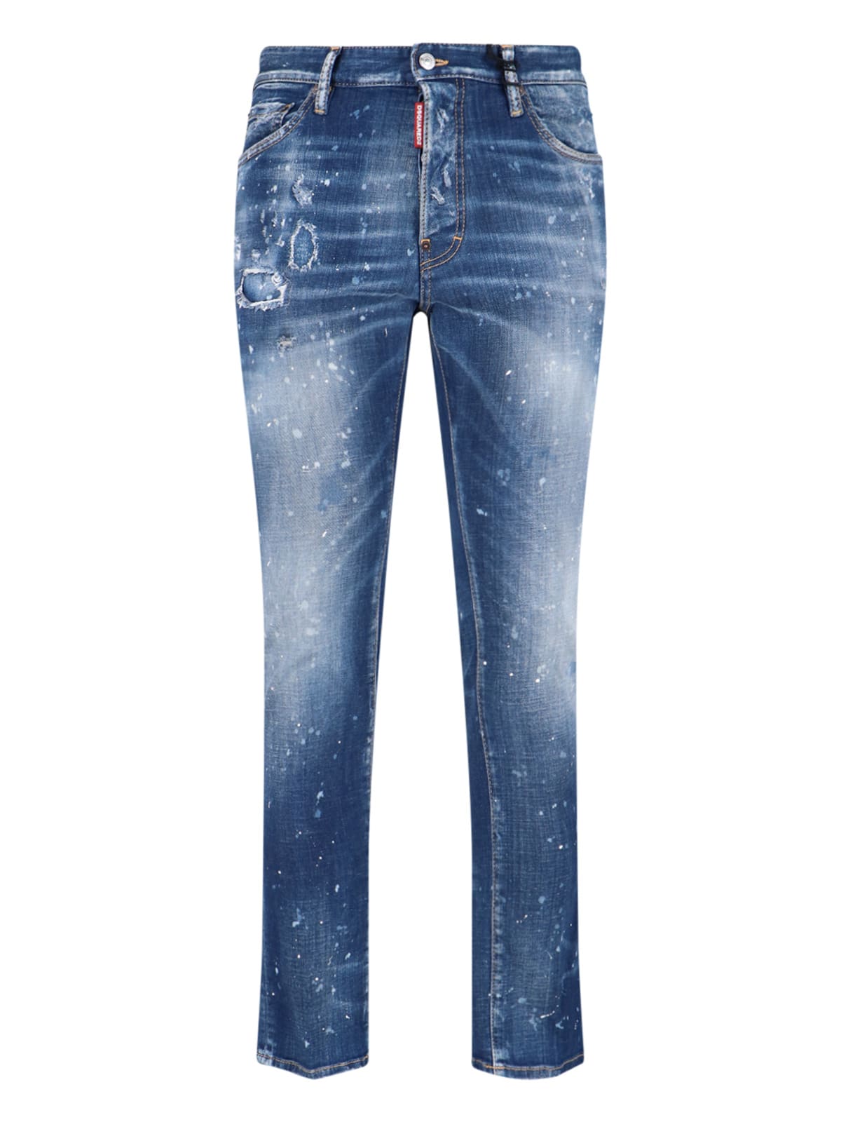 Dsquared2 Straight Leg Trousers Distressed Styling In Blue