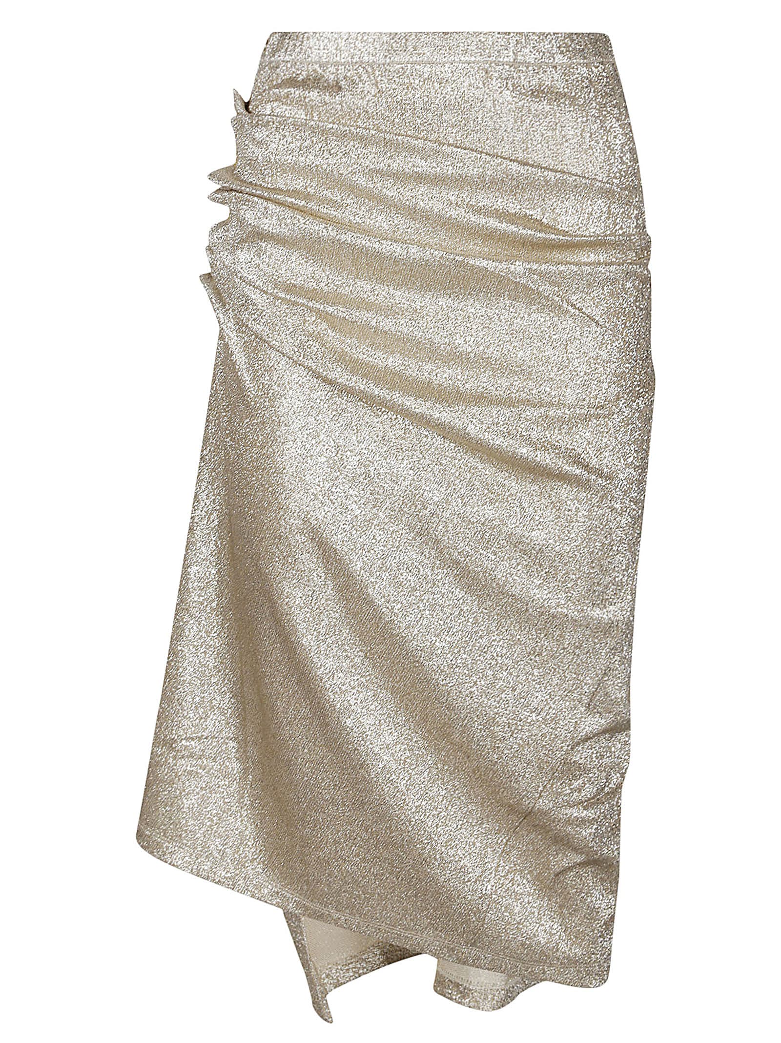 Shop Paco Rabanne Midi Skirt In Silver/gold