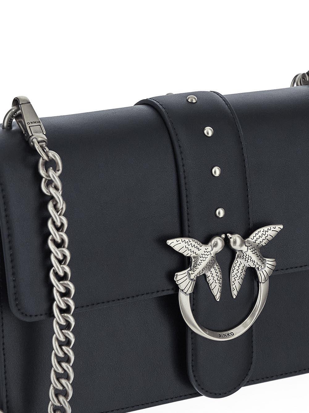 Pinko Love One Chevron Shoulder Bag In Black