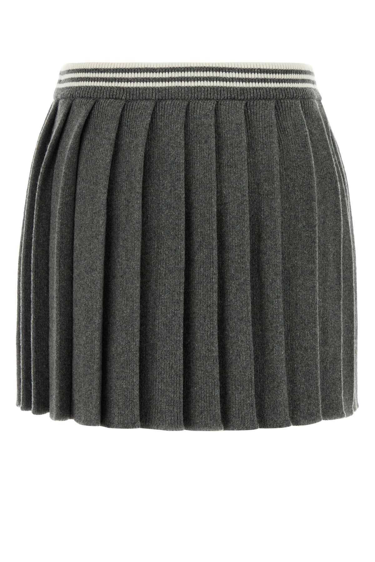 Miu Miu Gray Grisaille Pleated Miniskirt In Ardesia