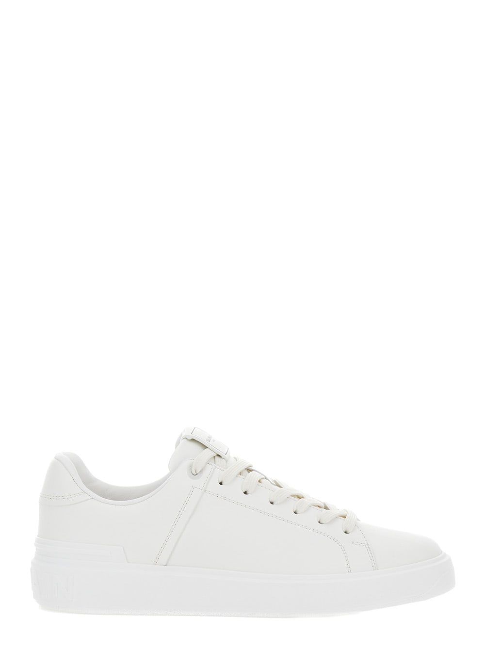 Shop Balmain B-court White Low Top Sneakers With Logo Patch In Leather Man