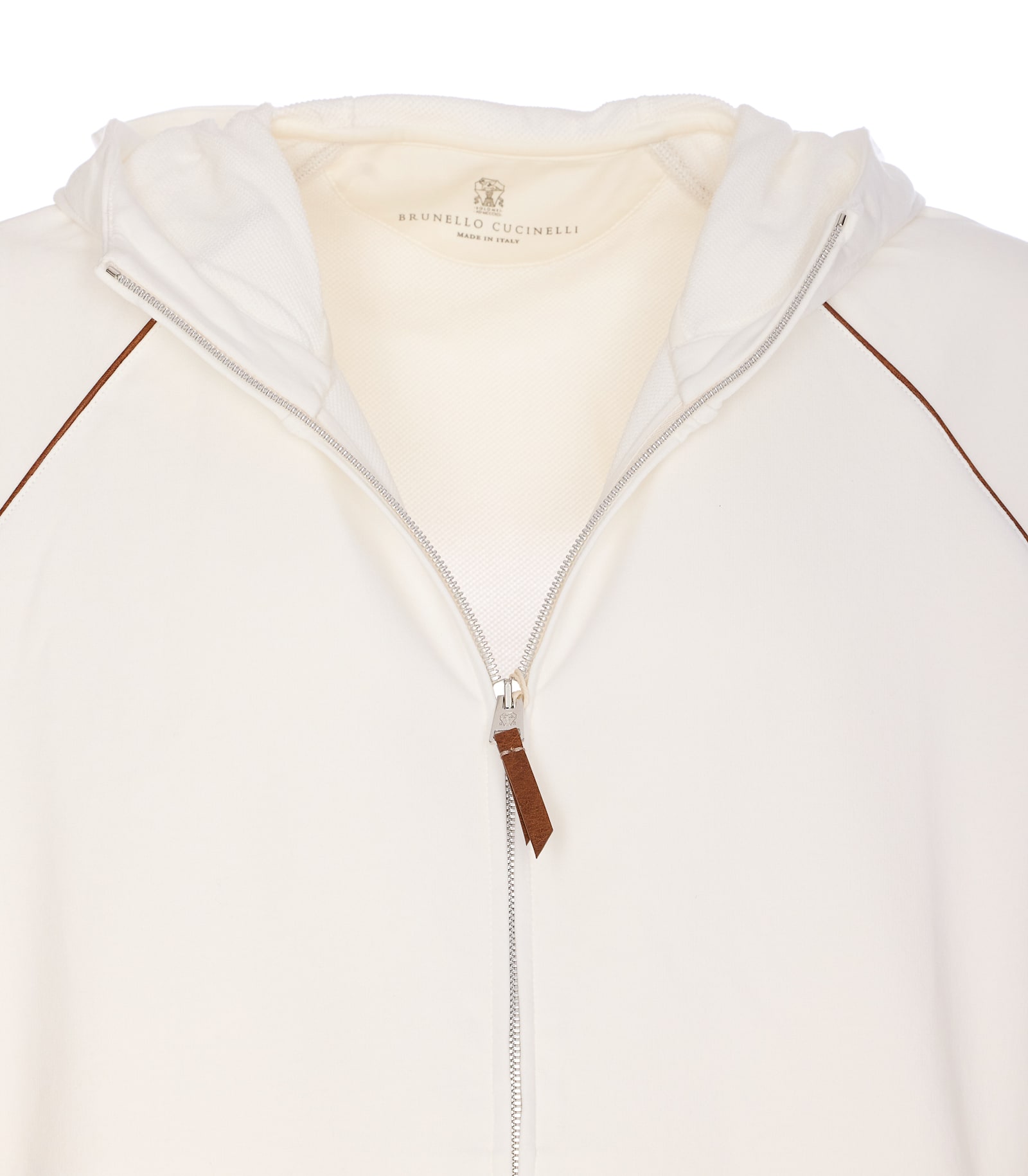 Brunello Cucinelli Hooded Zip-up Sweatshirt In White