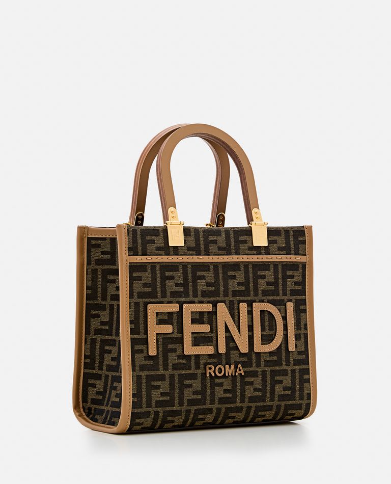Fendi Ff Jacquard Small Sunshine Shopper Bag In Brown