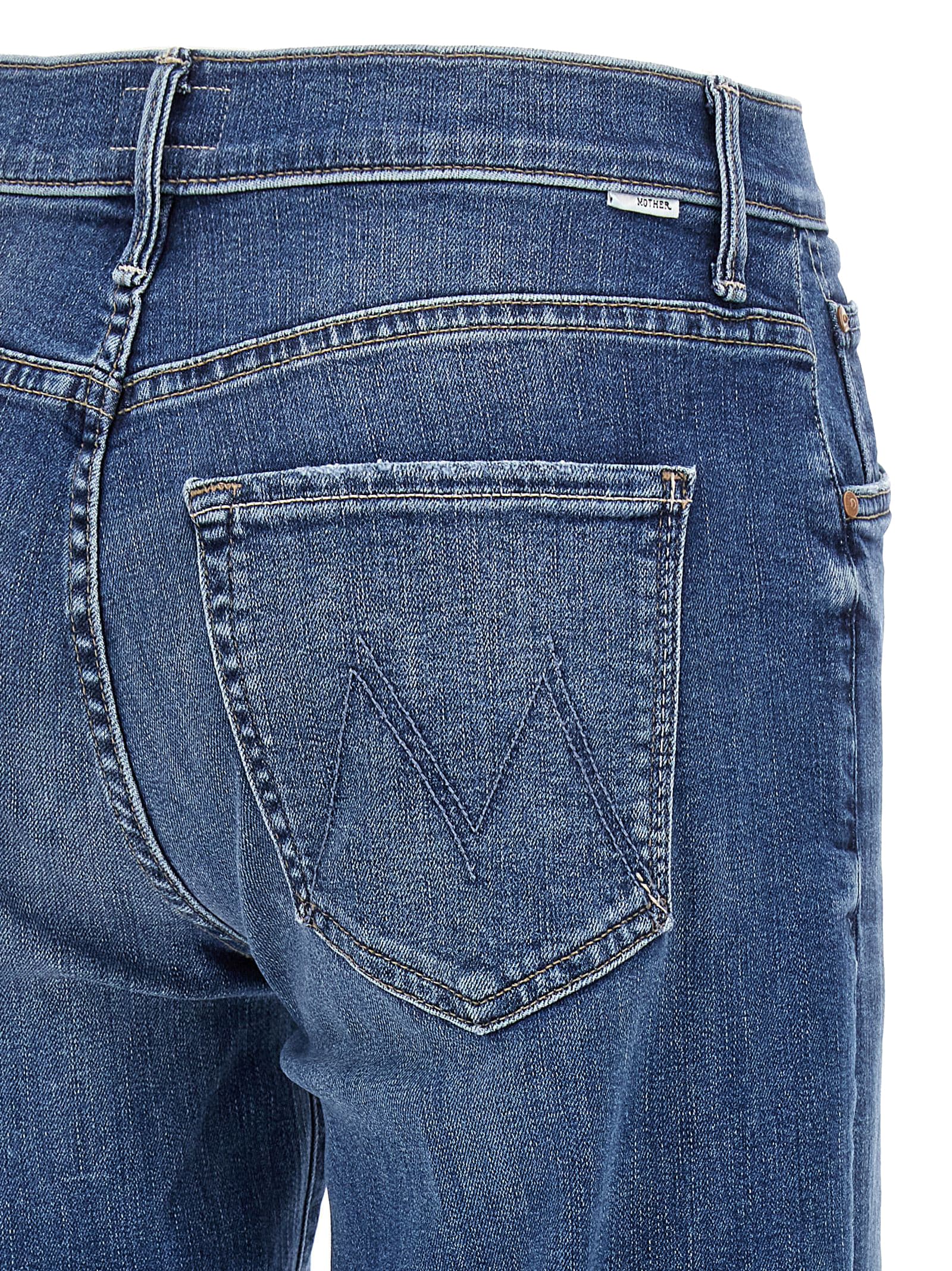 Mother The Ditcher Roller Sneak Jeans In Blue