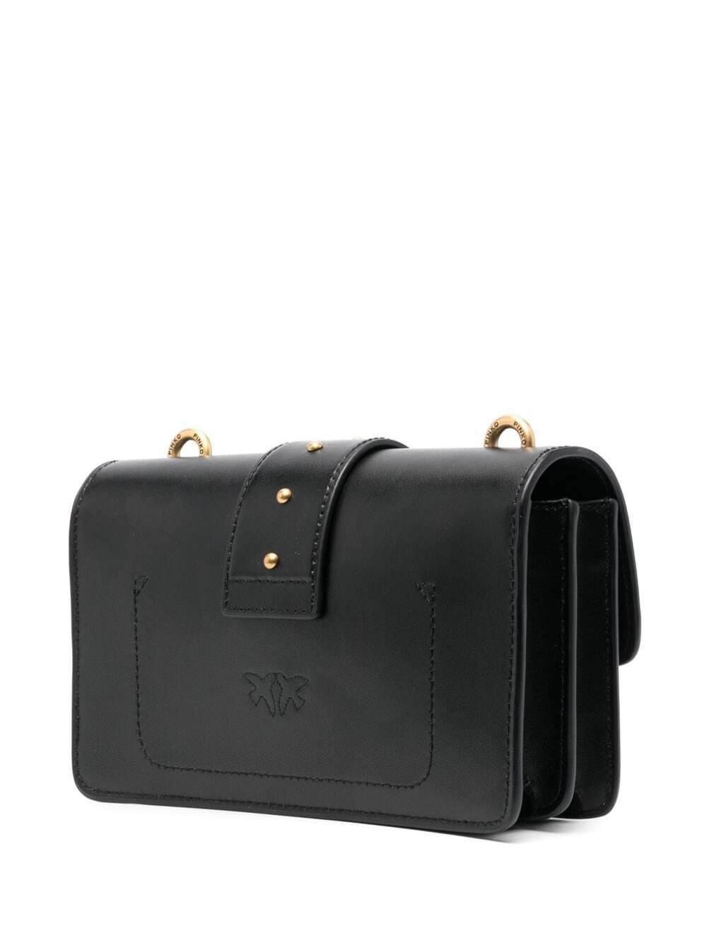 PINKO MINI LOVE BAG ICON BLACK SHOULDER BAG WITH LOGO PATCH IN SMOOTH LEATHER WOMAN PINKO 