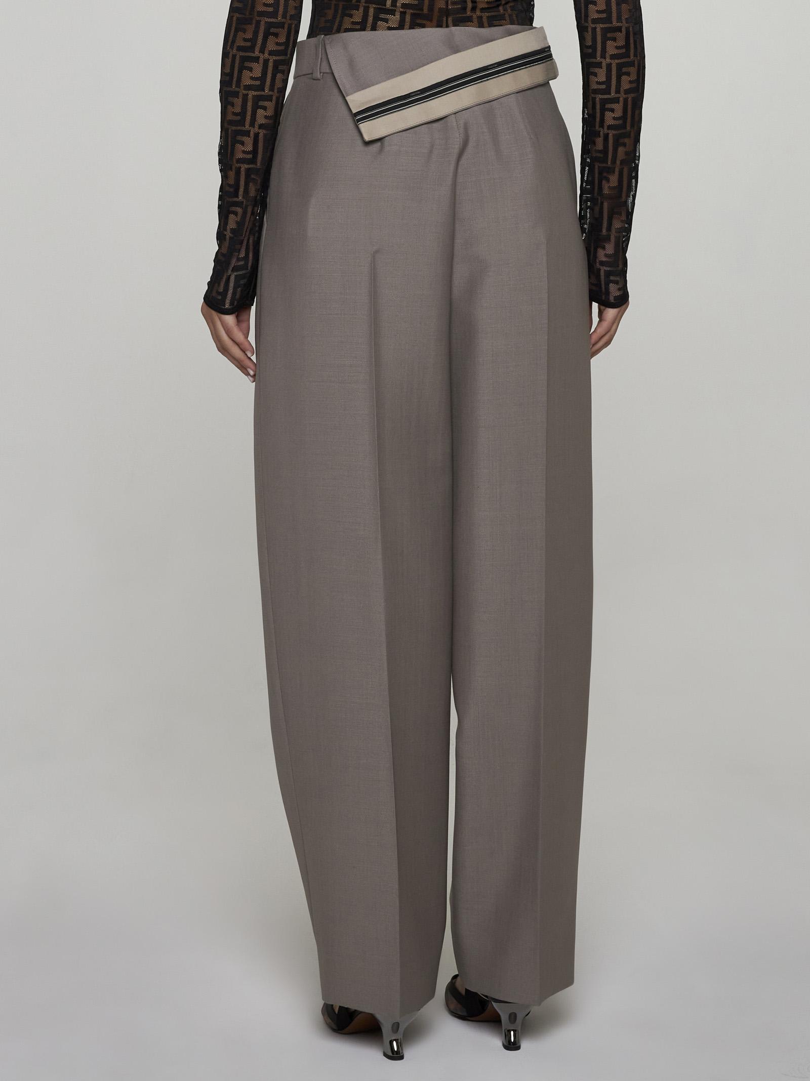 Shop Fendi Mohair And Wool Trousers In Beige