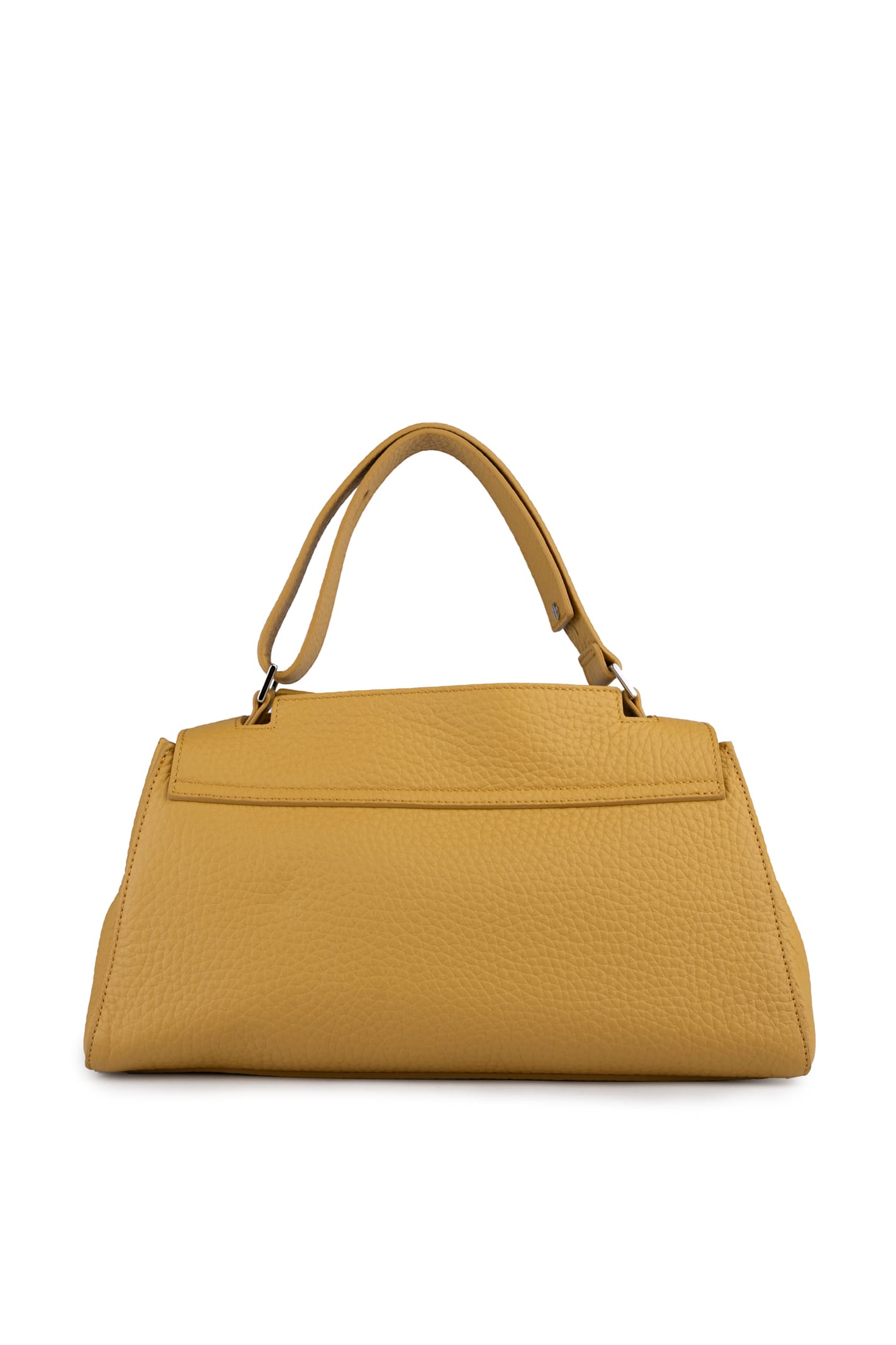 Shop Orciani Sveva Longuette Soft Tote Bag In Leather In Giallo