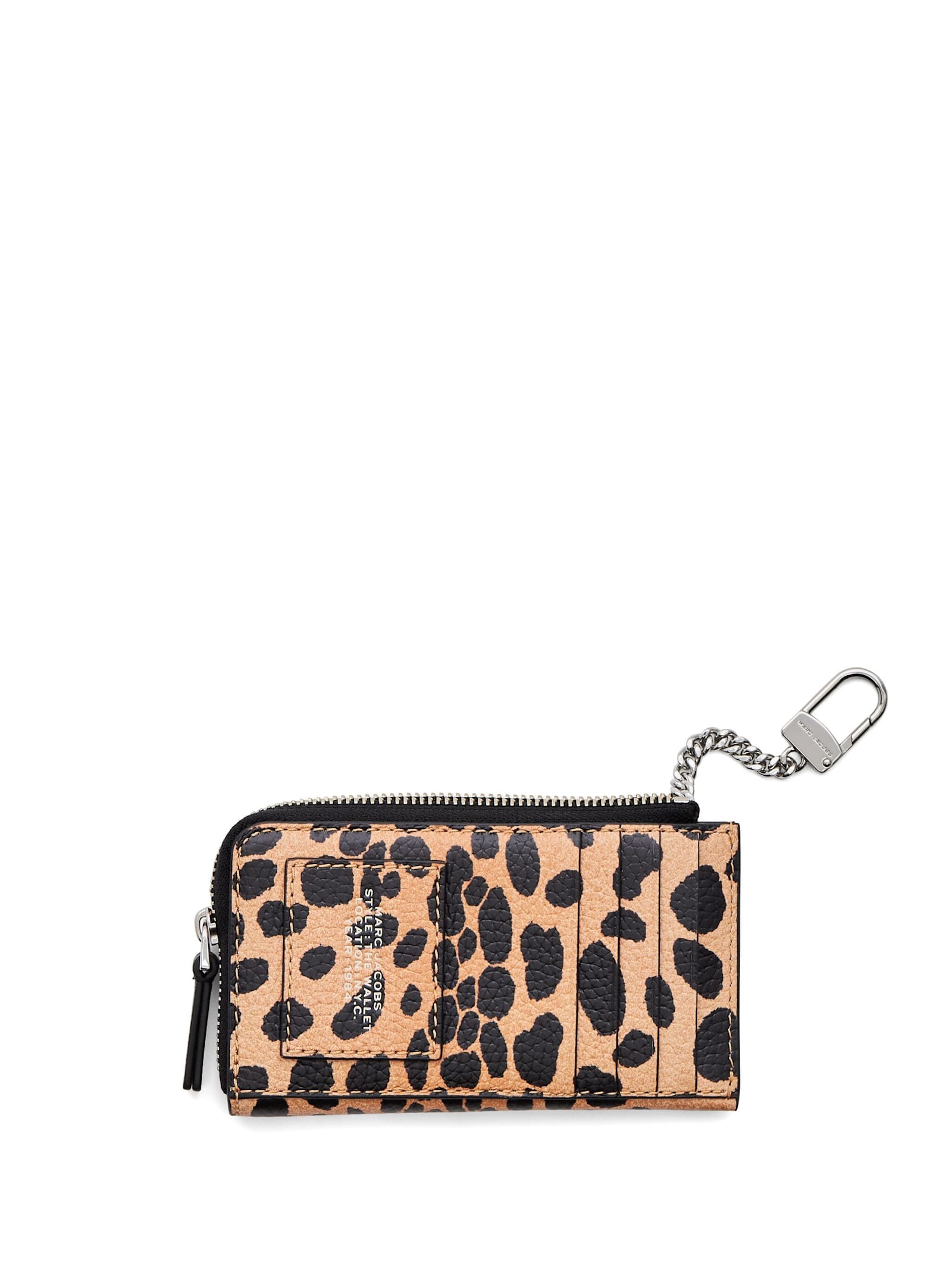 Marc Jacobs Leopard Print Leather Wallet With Zip Closure In Black Multi