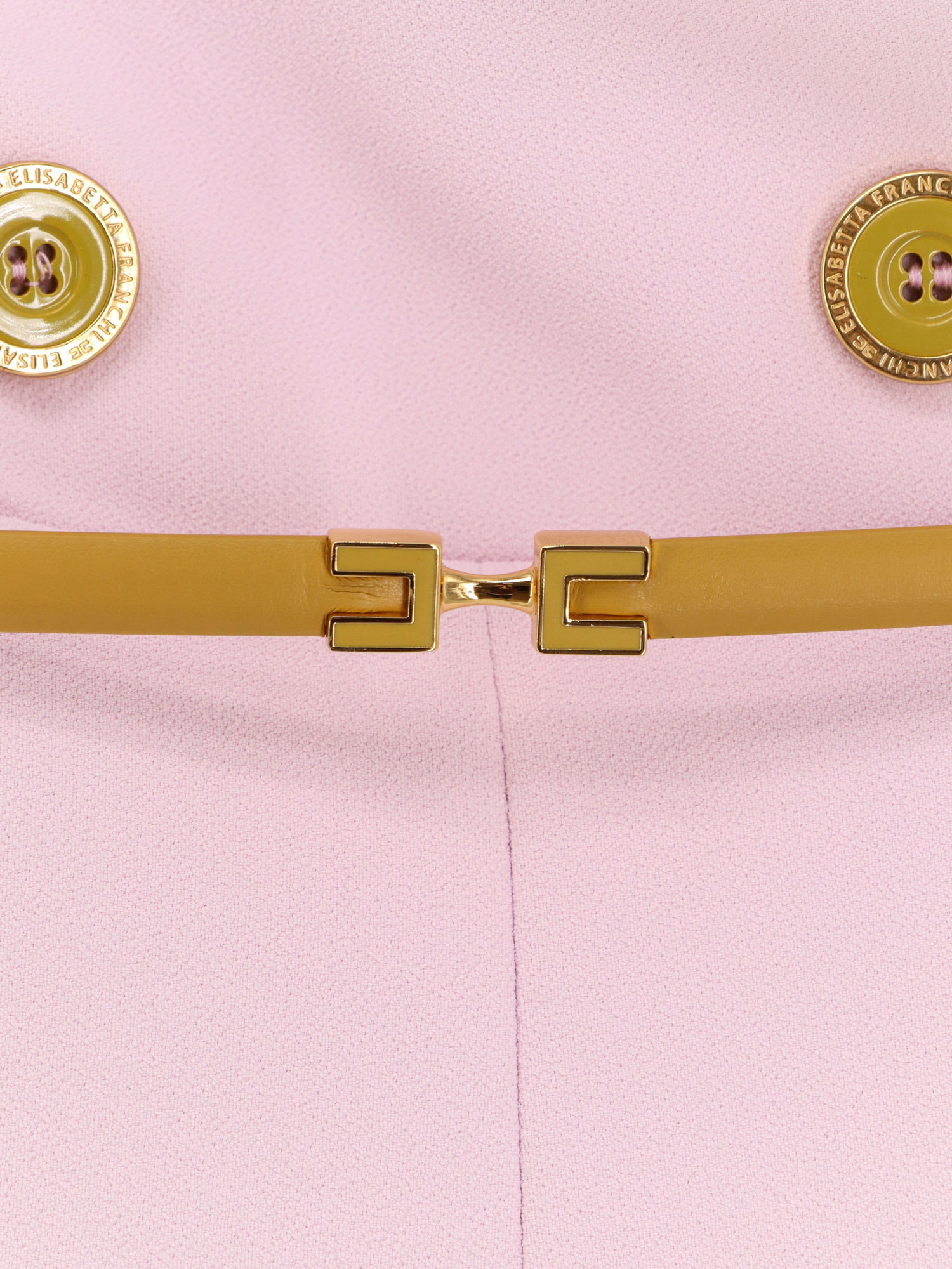 Elisabetta Franchi Jumpsuit With Shoulder Pads And Leather Belt In Purple