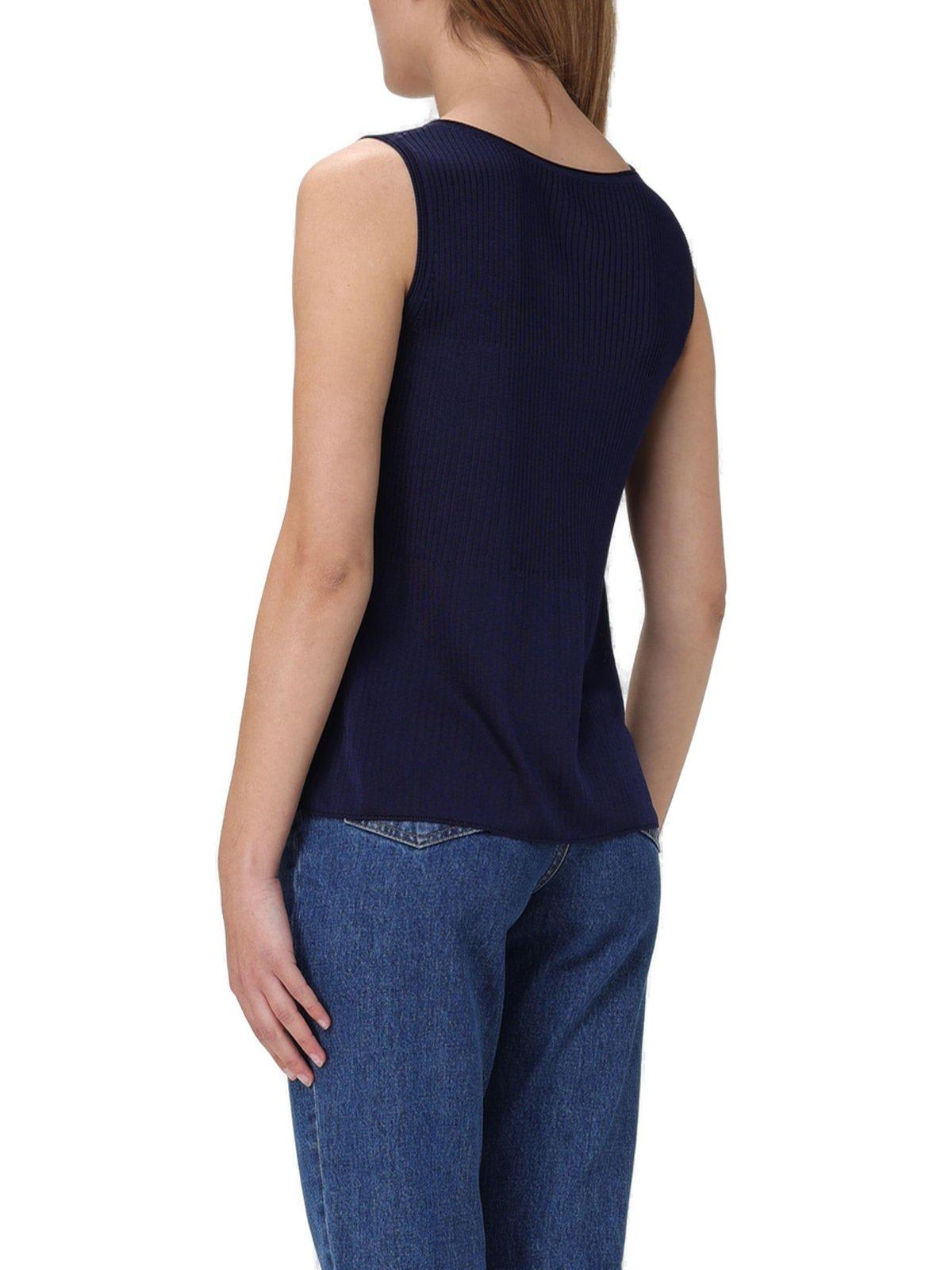 Shop Apc Sleeveless Ribbed-knitted Top A.p.c. In Blue