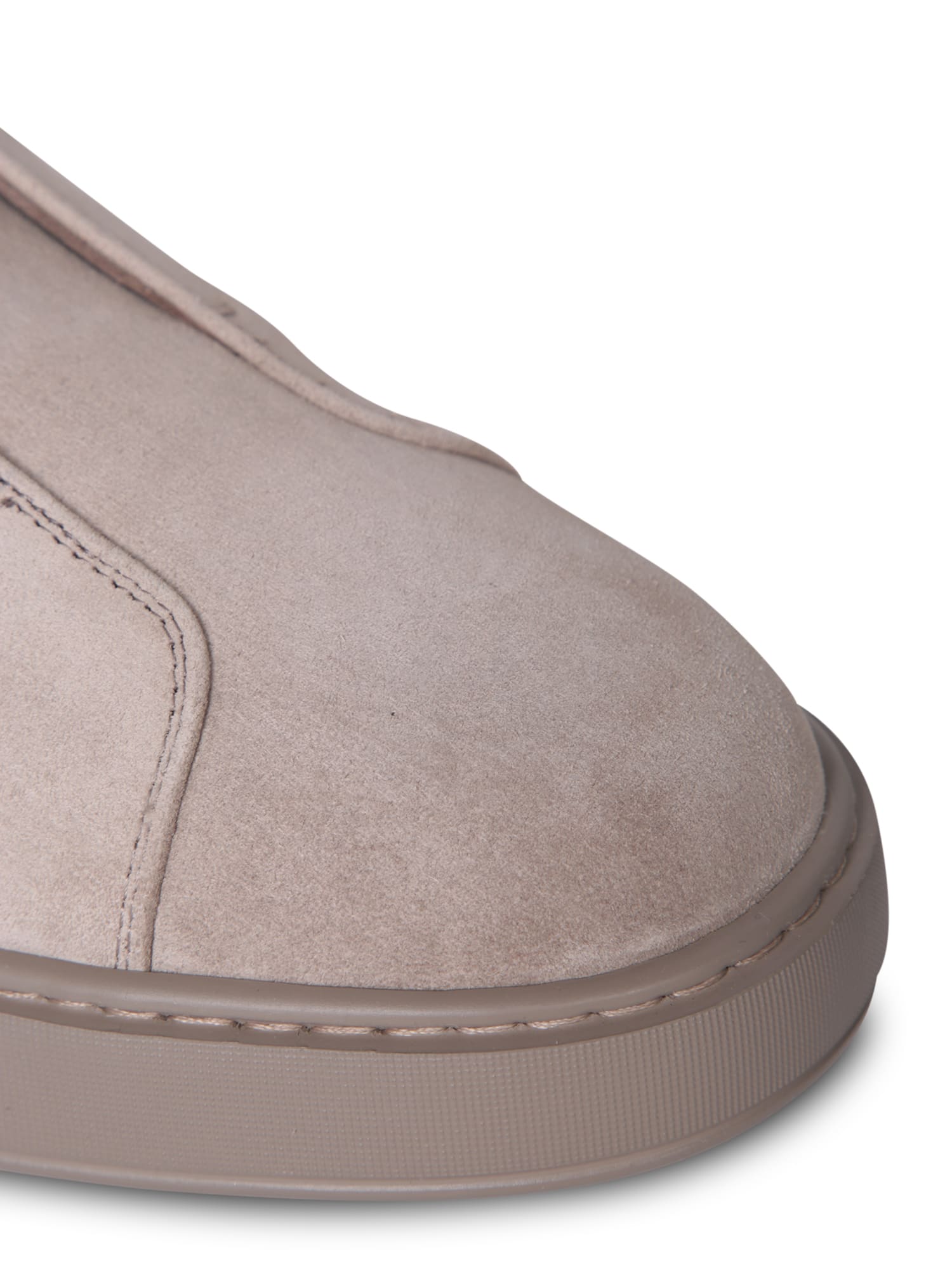 Shop Santoni Victory Suede Tortora Sneakers In Beige