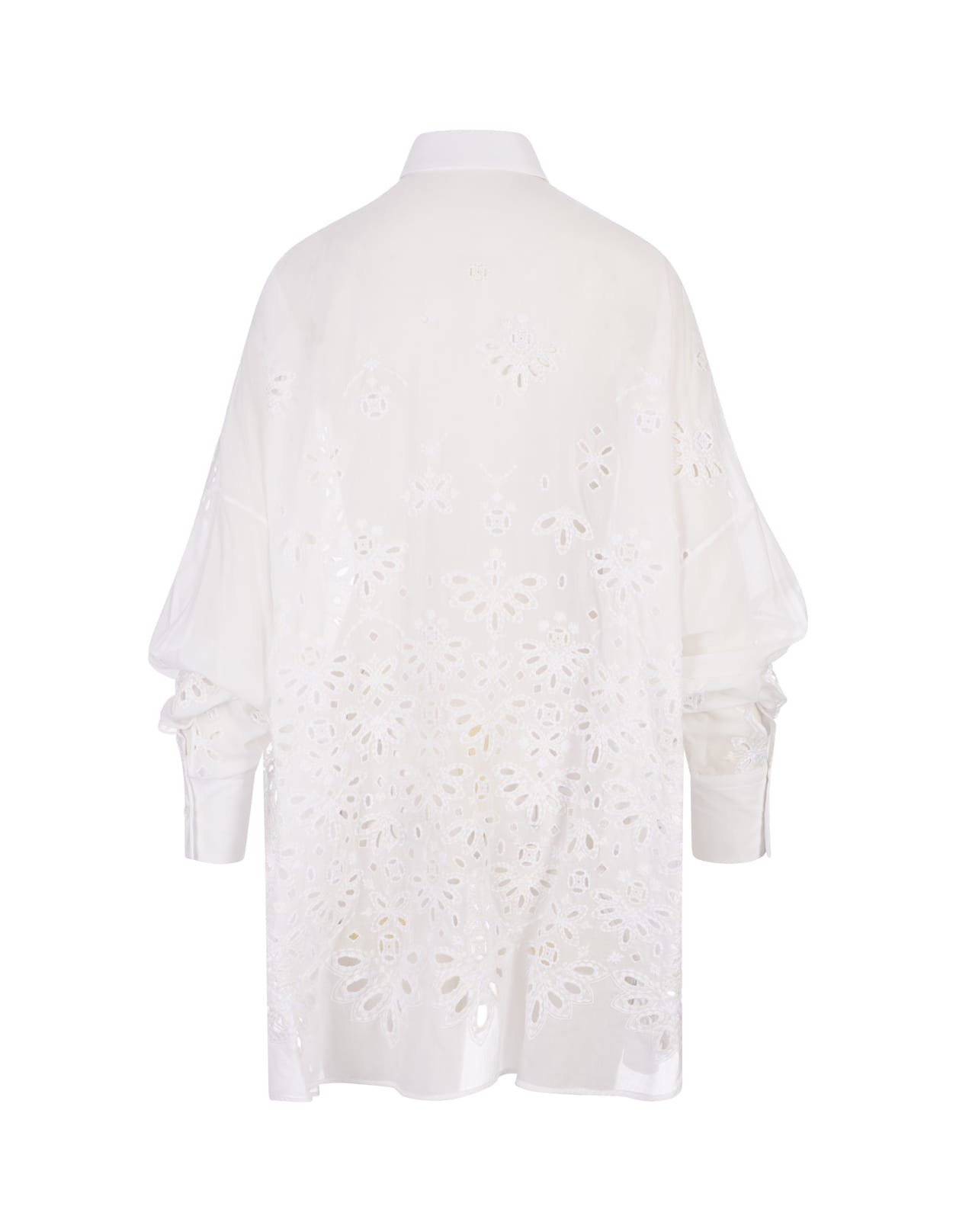 Ermanno Scervino White Over Shirt With Sangallo Lace Cut-outs In White