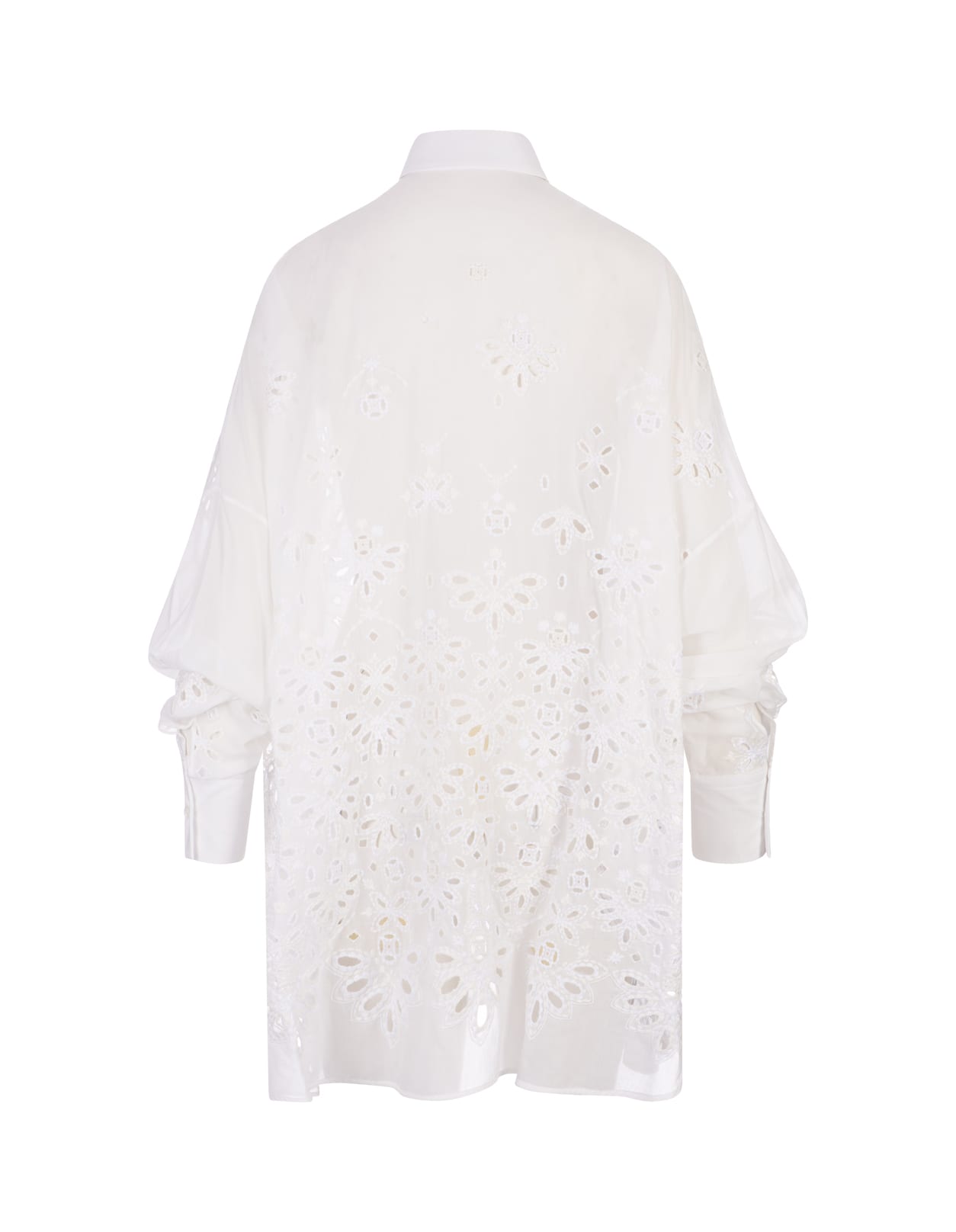 Shop Ermanno Scervino White Over Shirt With Sangallo Lace