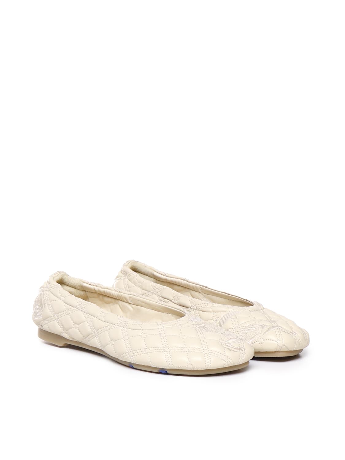 Shop Burberry Sadler Leather Ballet Shoes In Clay