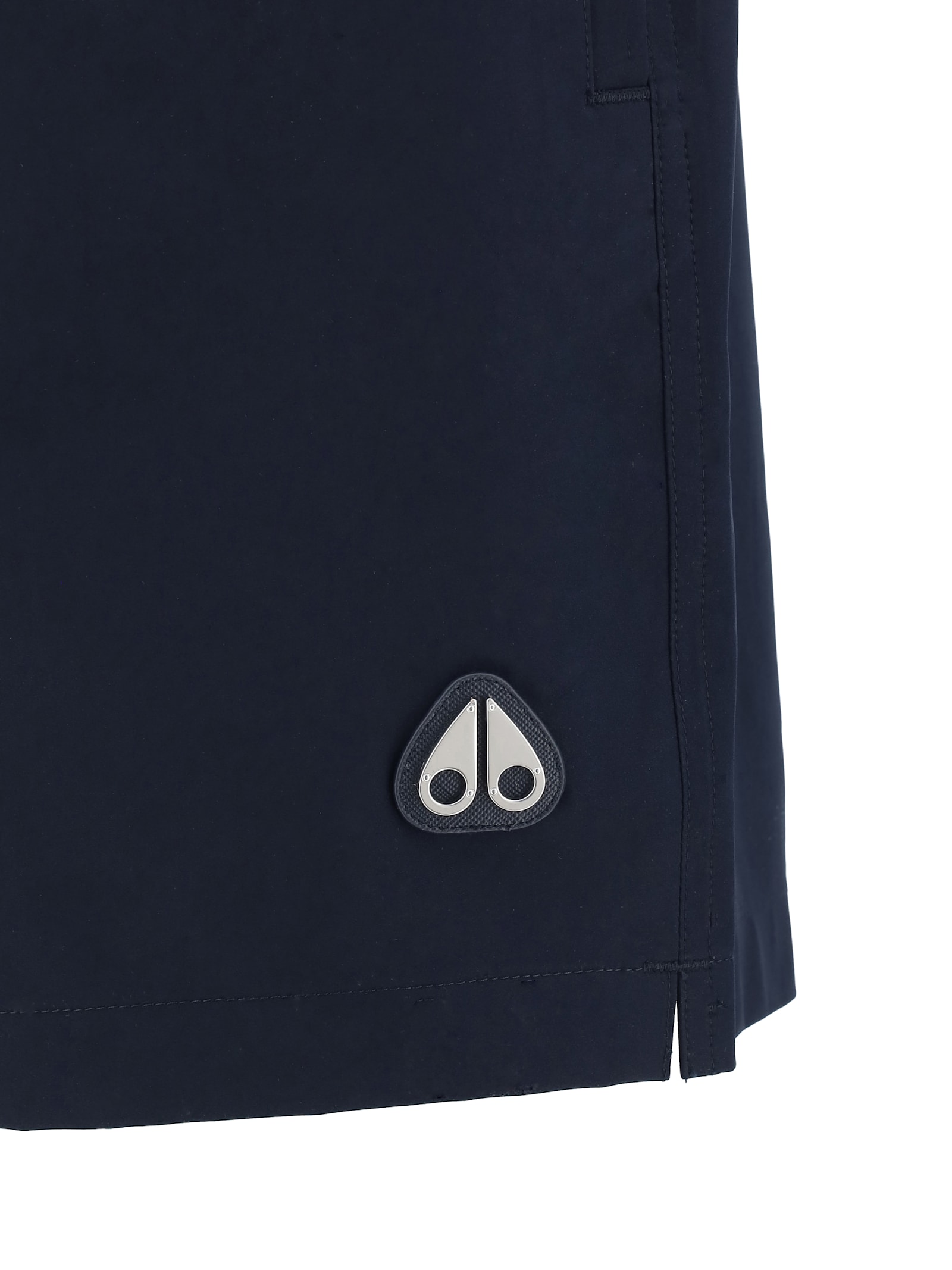 Moose Knuckles Logoed Swim Trunks With Side And Back Pockets In Navy