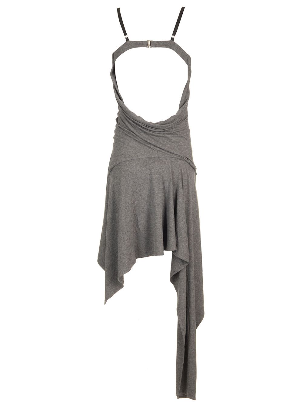 Attico Asymmetric Jersey Minidress In Grey