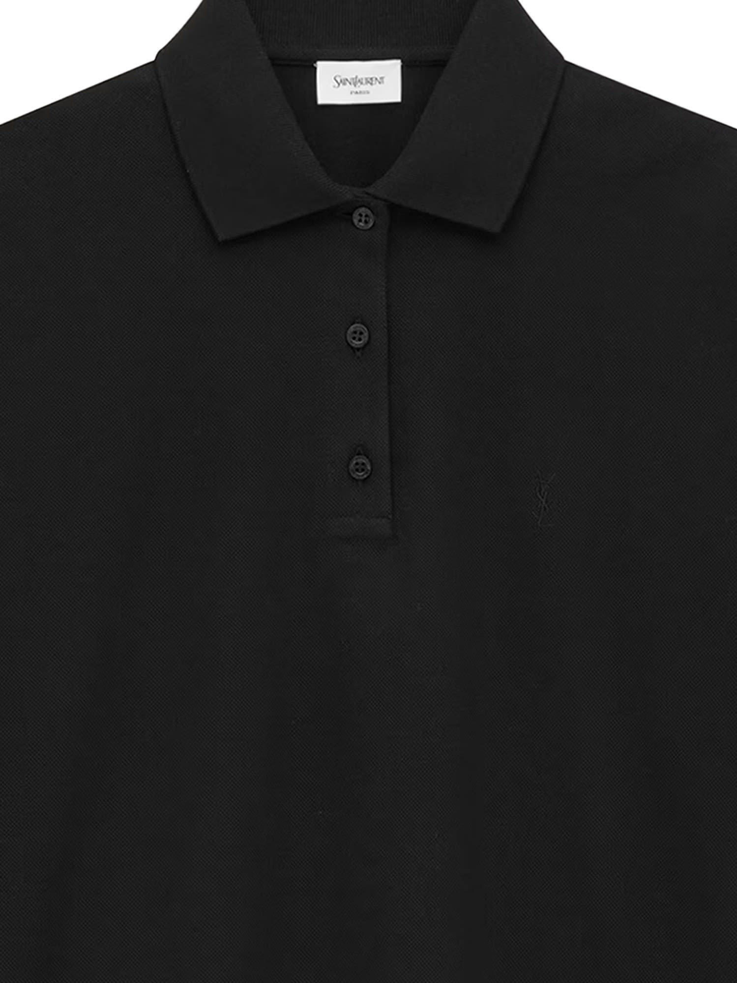 Saint Laurent Cassandre Boxy Polo T-shirt In Black