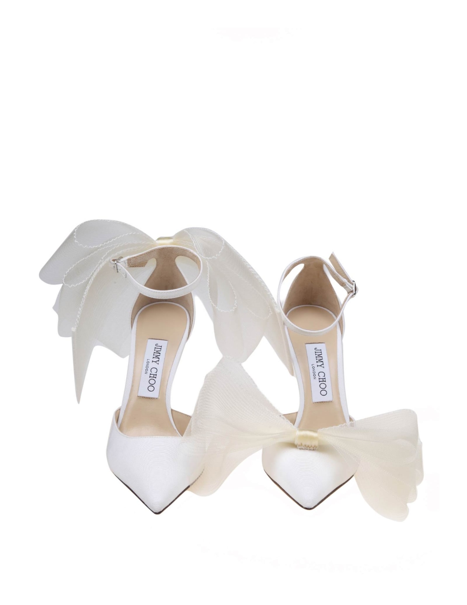 Shop Jimmy Choo Pump Averly In Fabric With Bow In Milk