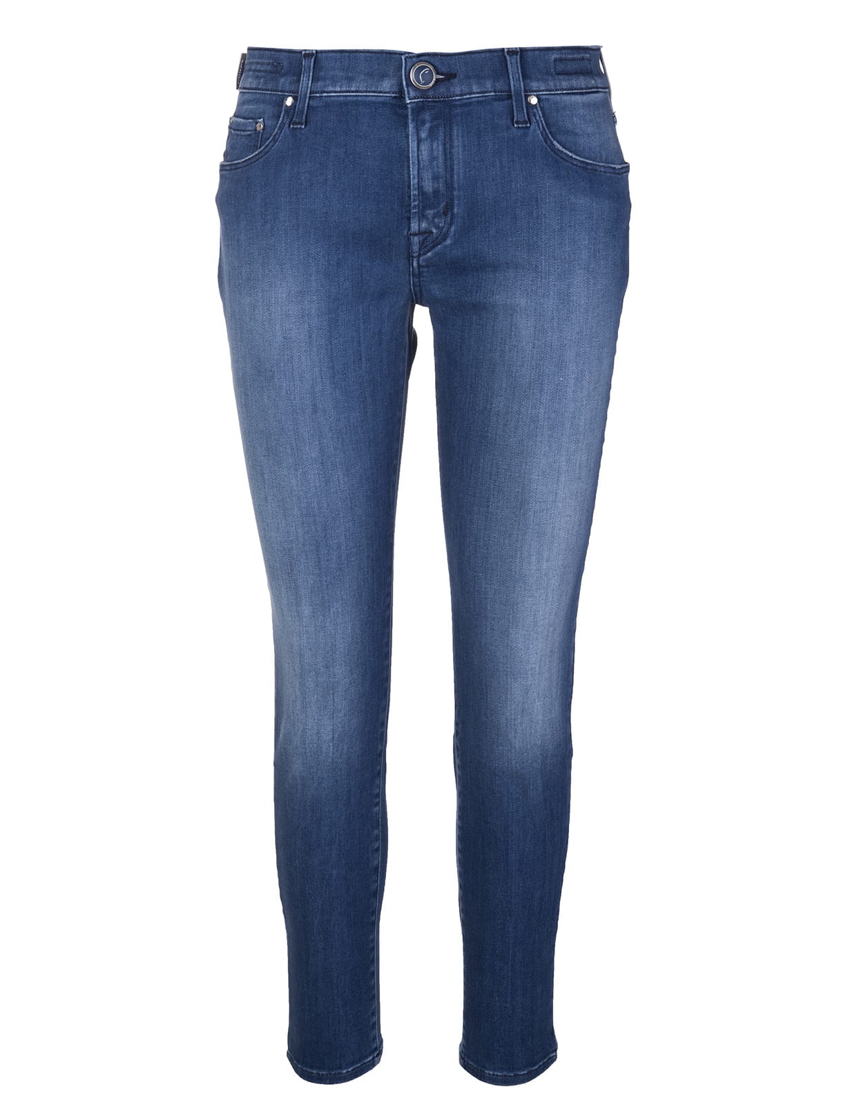 Jacob Cohen Dark Blue Kimberly Crop Skinny Jeans With Delave Effect