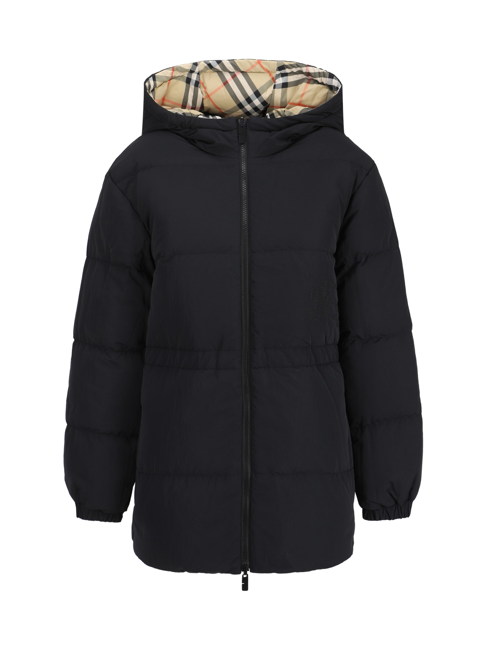 Shop Burberry Down Jacket In Sand Ip Check