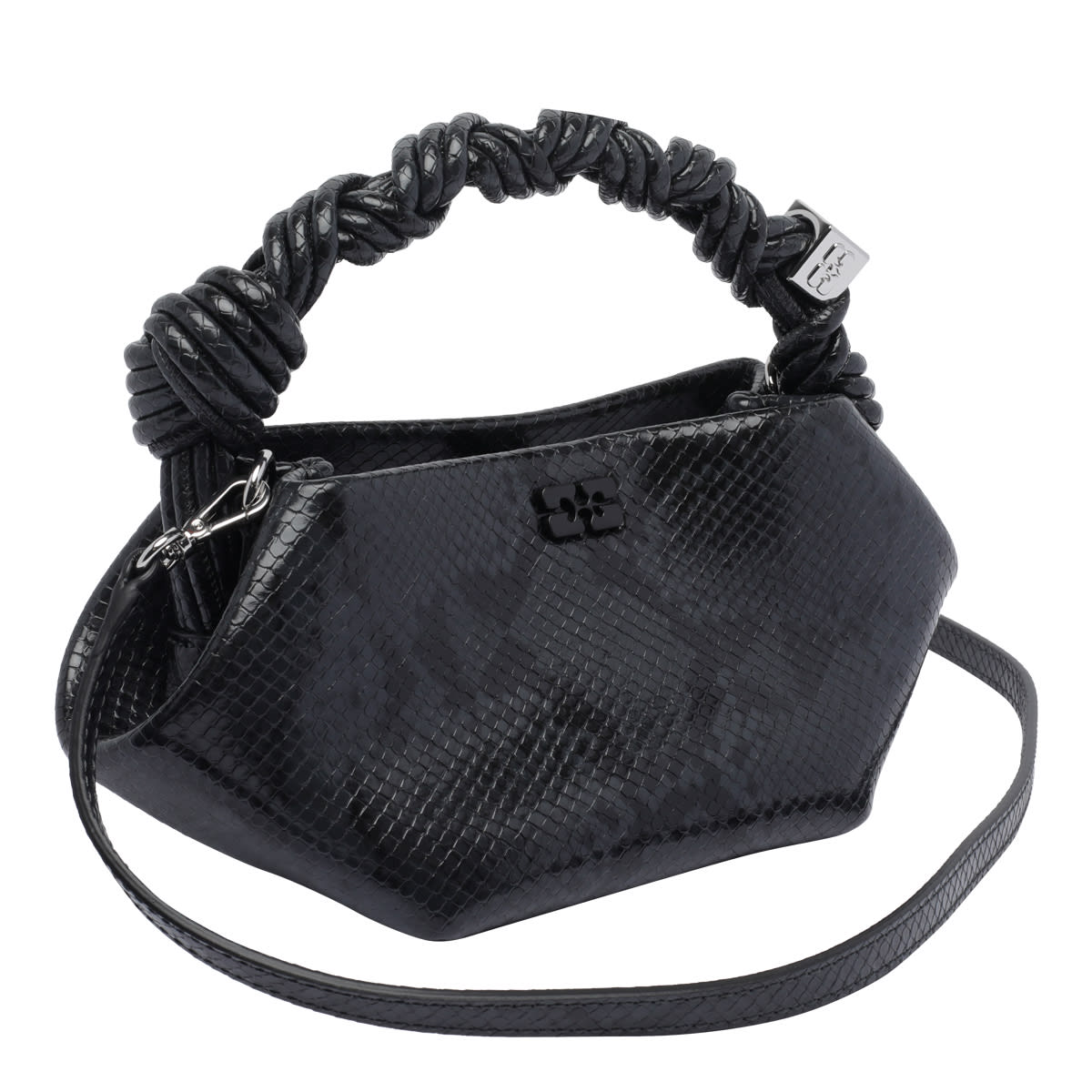 Ganni Small Twisted-handle Shoulder Bag In Blue