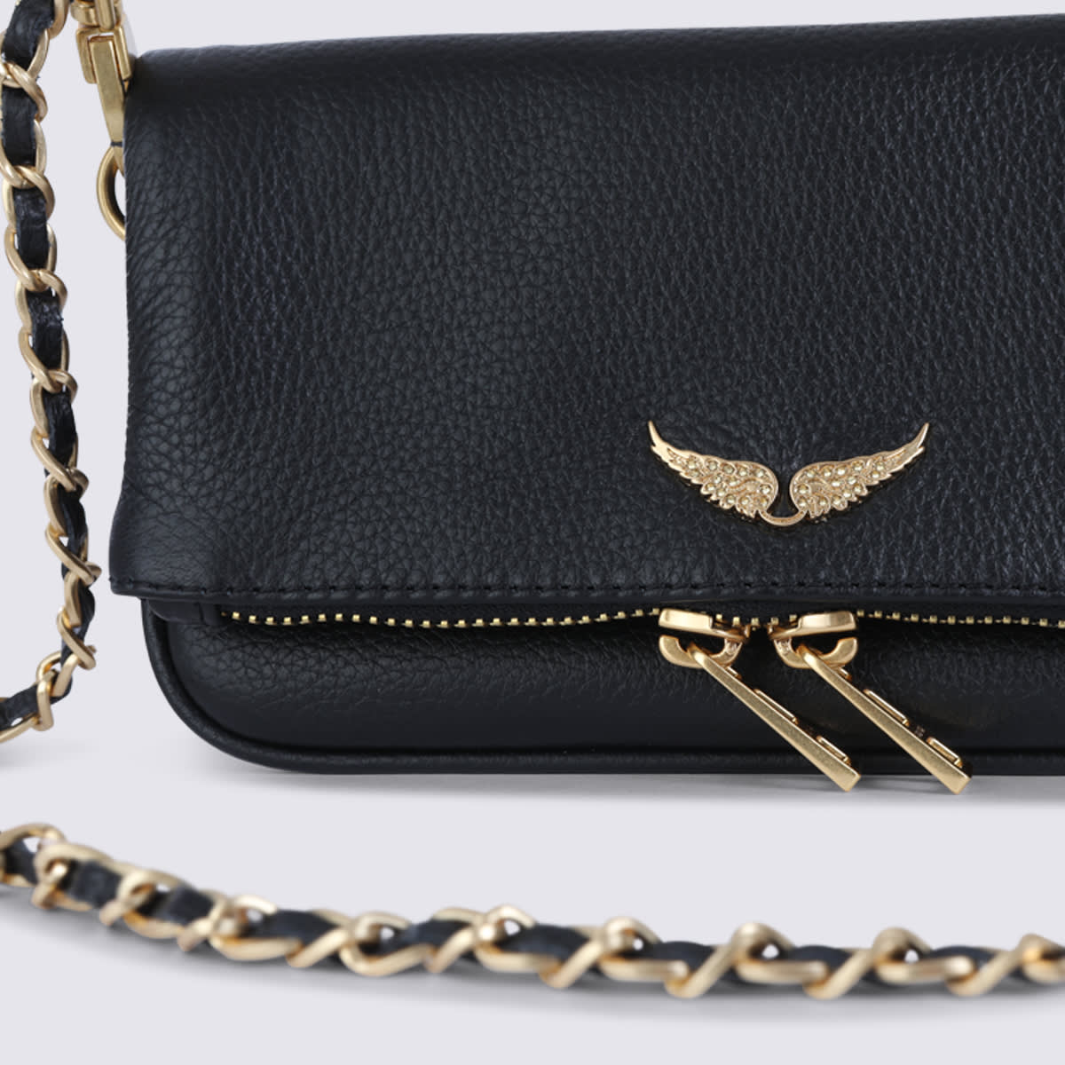 Zadig & Voltaire Black Leather Rock Nano Shoulder Bag In Black