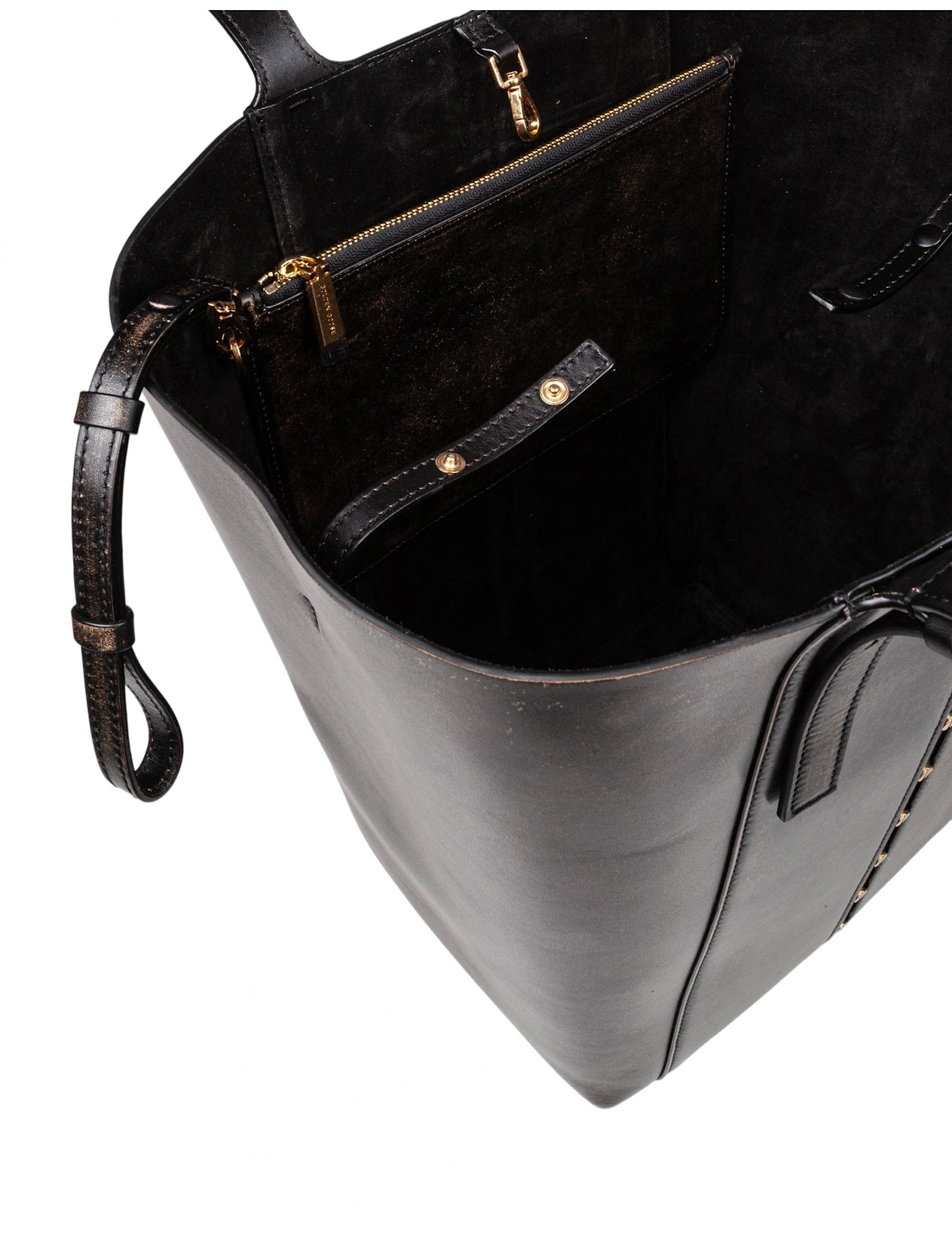 Golden Goose Structured Shoulder Bag In Smooth Calfskin Leather In Black