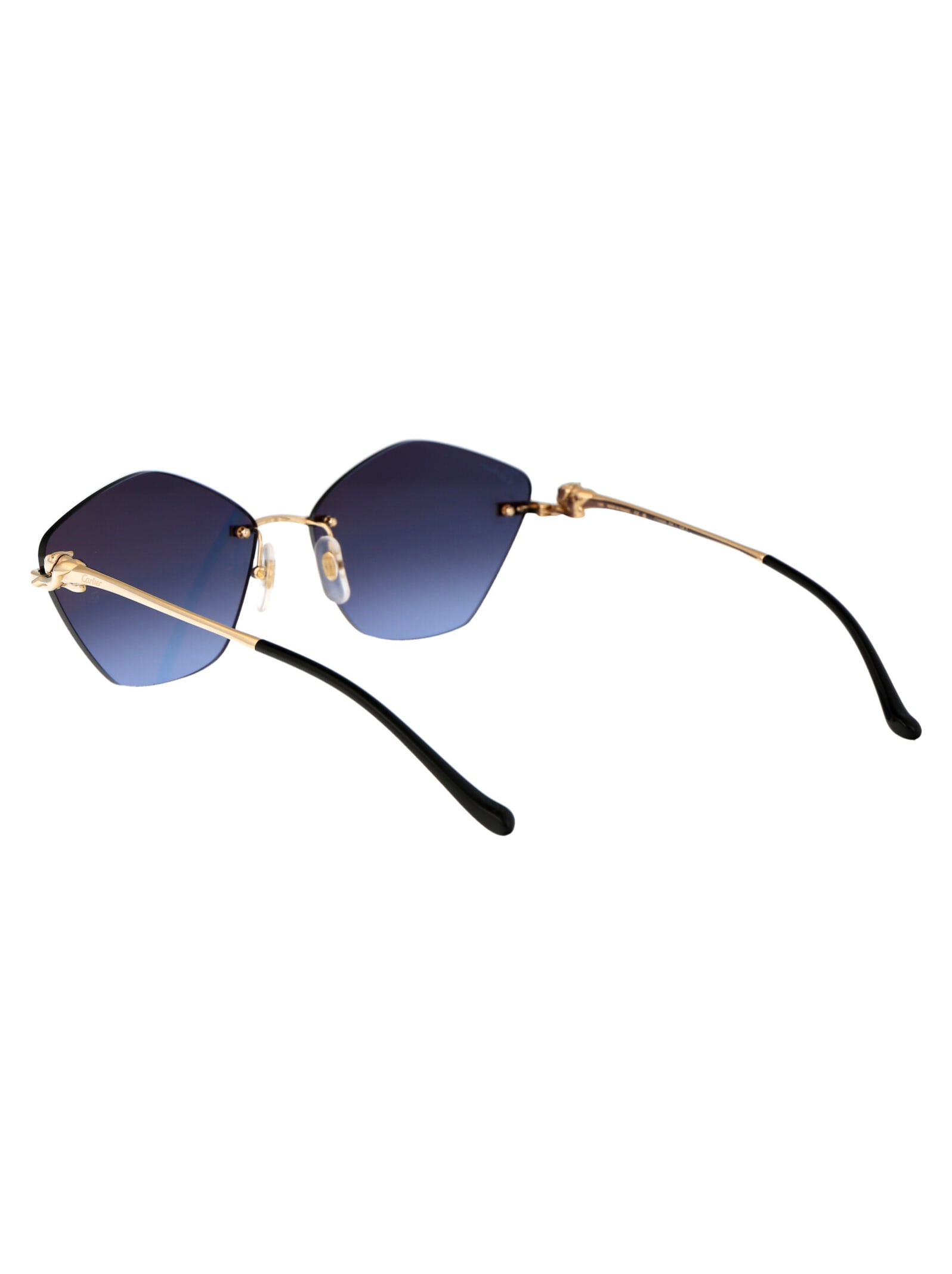 Shop Cartier Ct0429s Sunglasses In 004 Gold Gold Blue