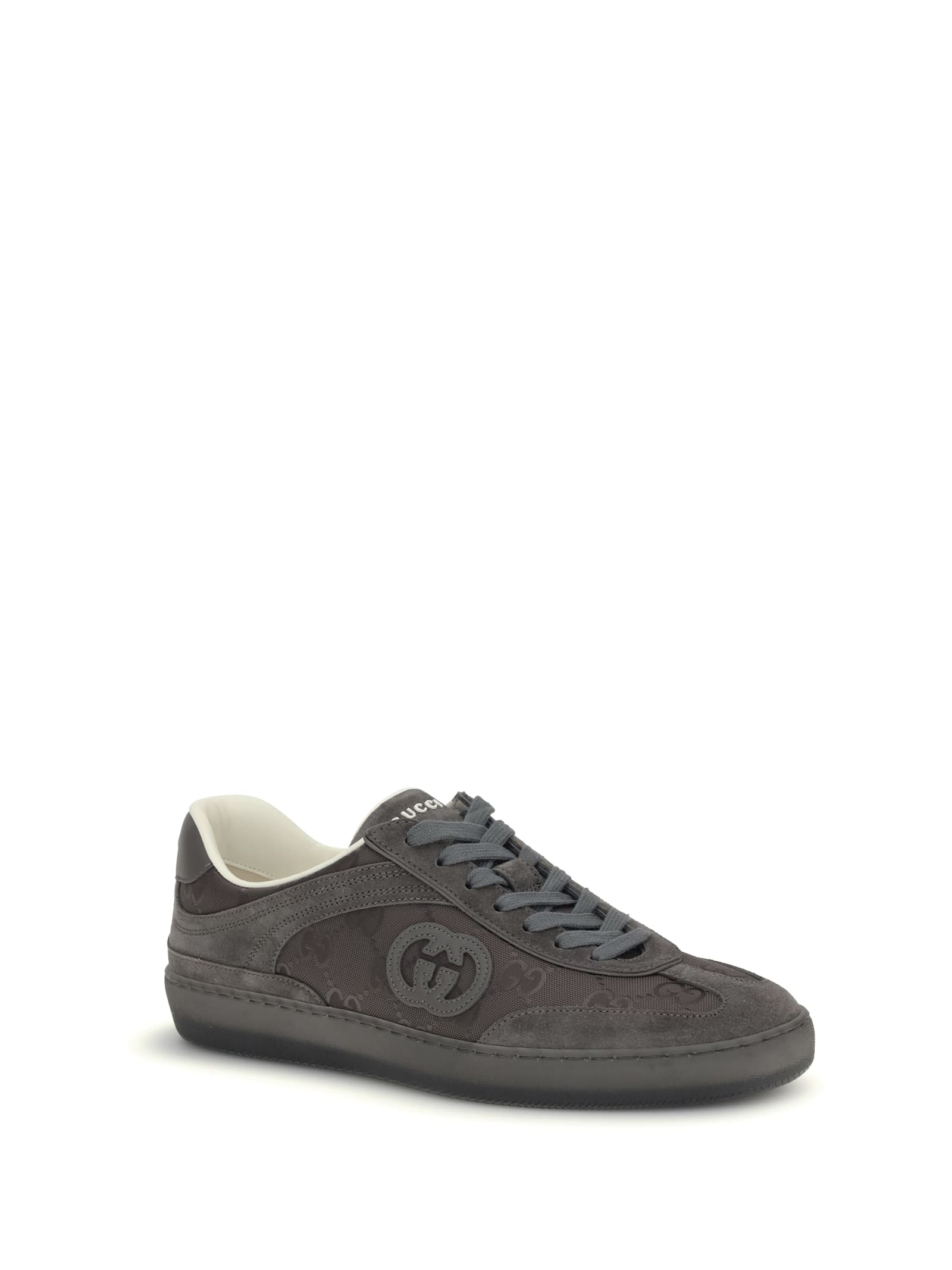 Gucci Mens G74 Tonal Canvas And Suede Sneakers In Gray