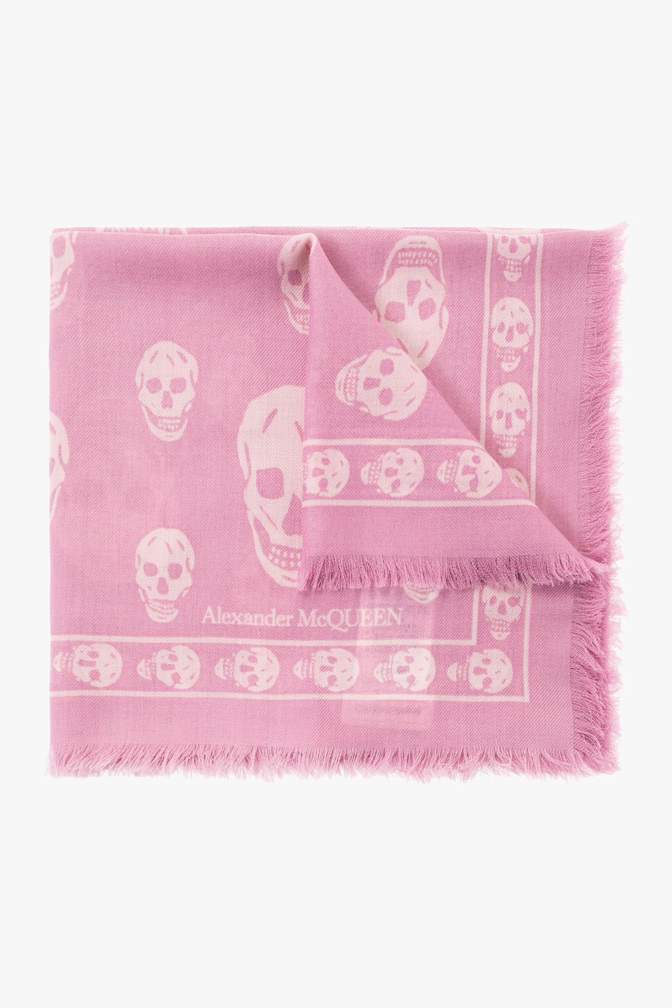 Shop Alexander Mcqueen Scarf With Skull Motif In Pink