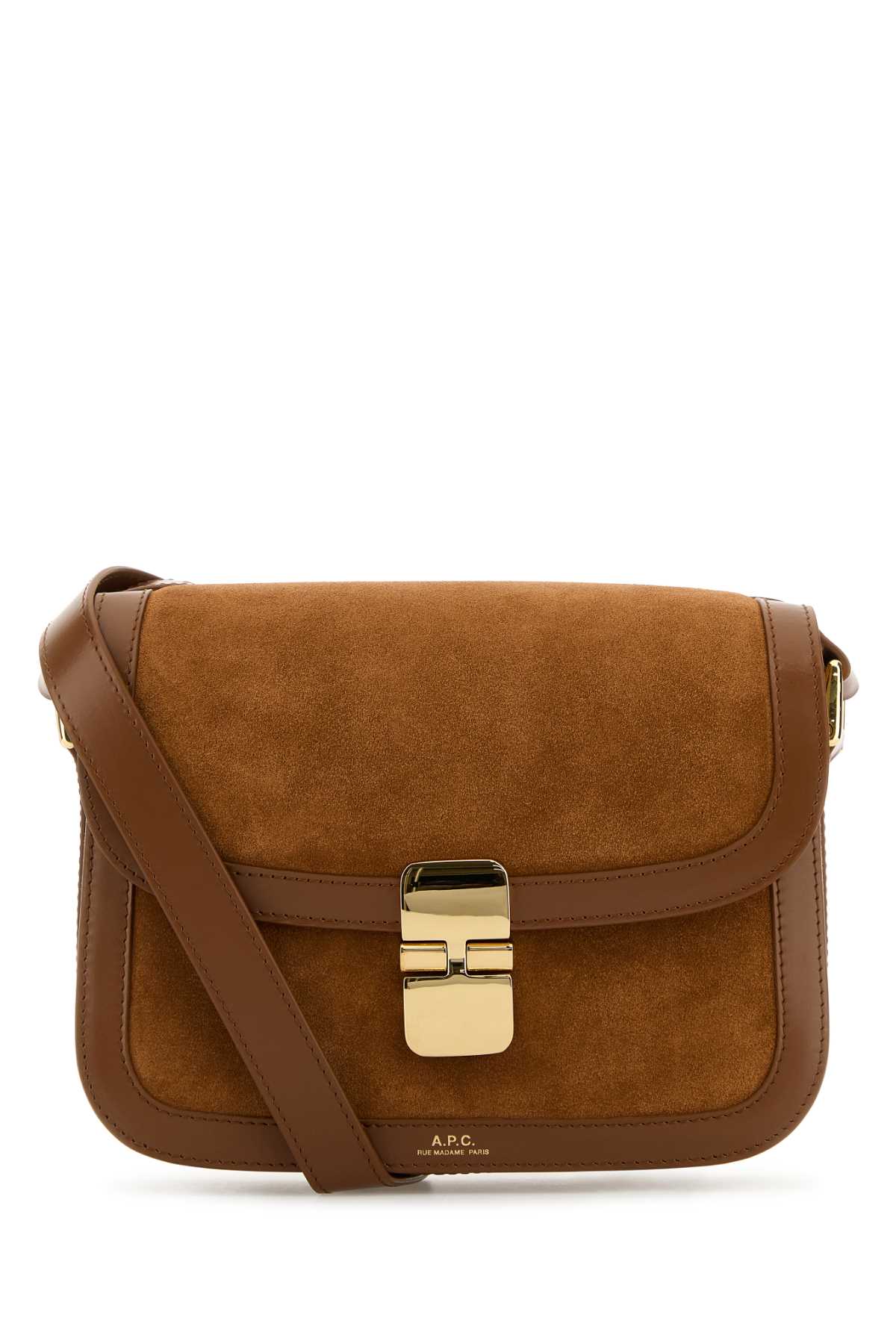 Shop Apc Camel Suede Small Grace Crossbody Bag In Marronglace