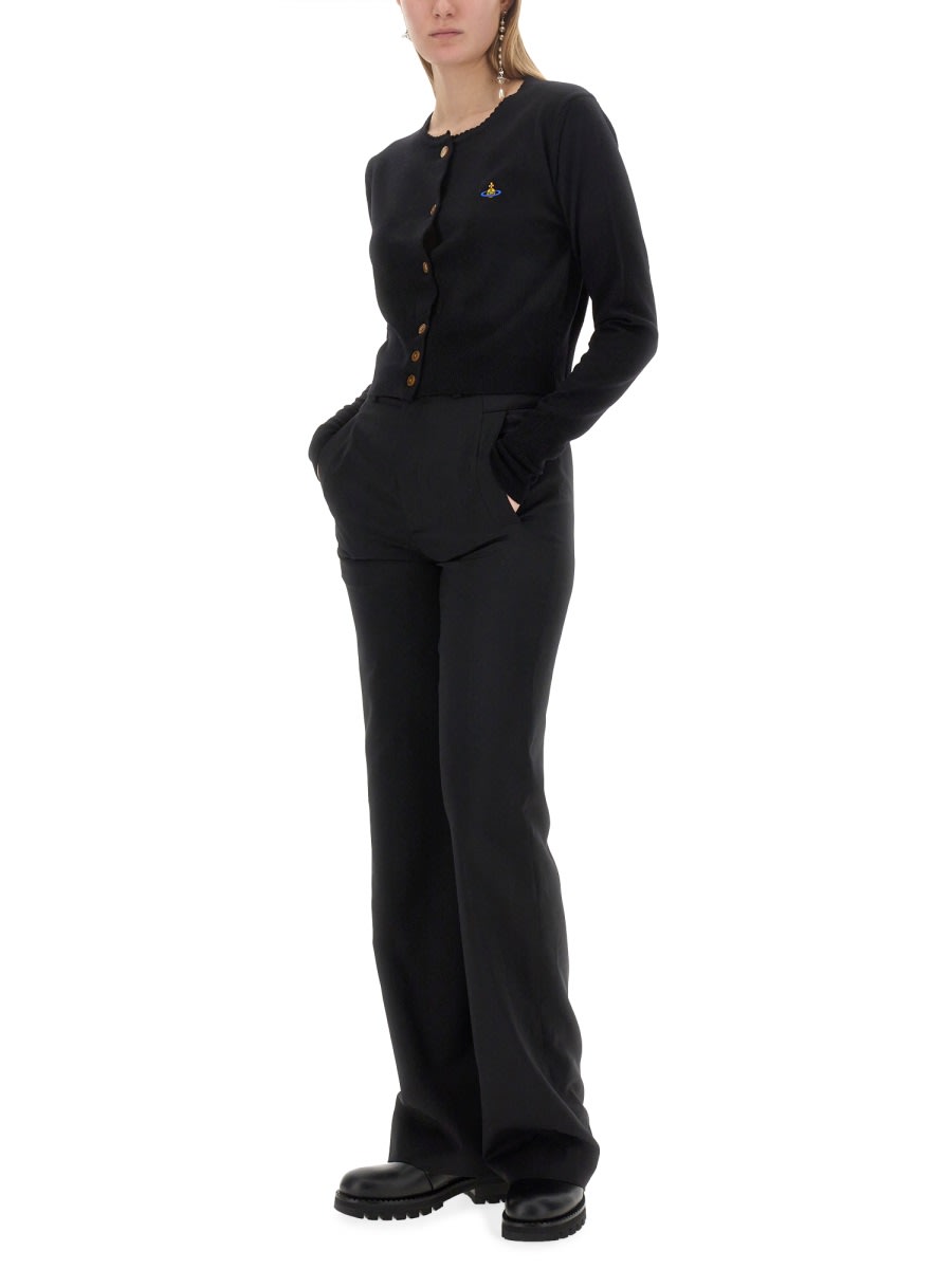 Vivienne Westwood Cropped Cardigan With Distinctive Buttons And Embroidered Emblem In Multi