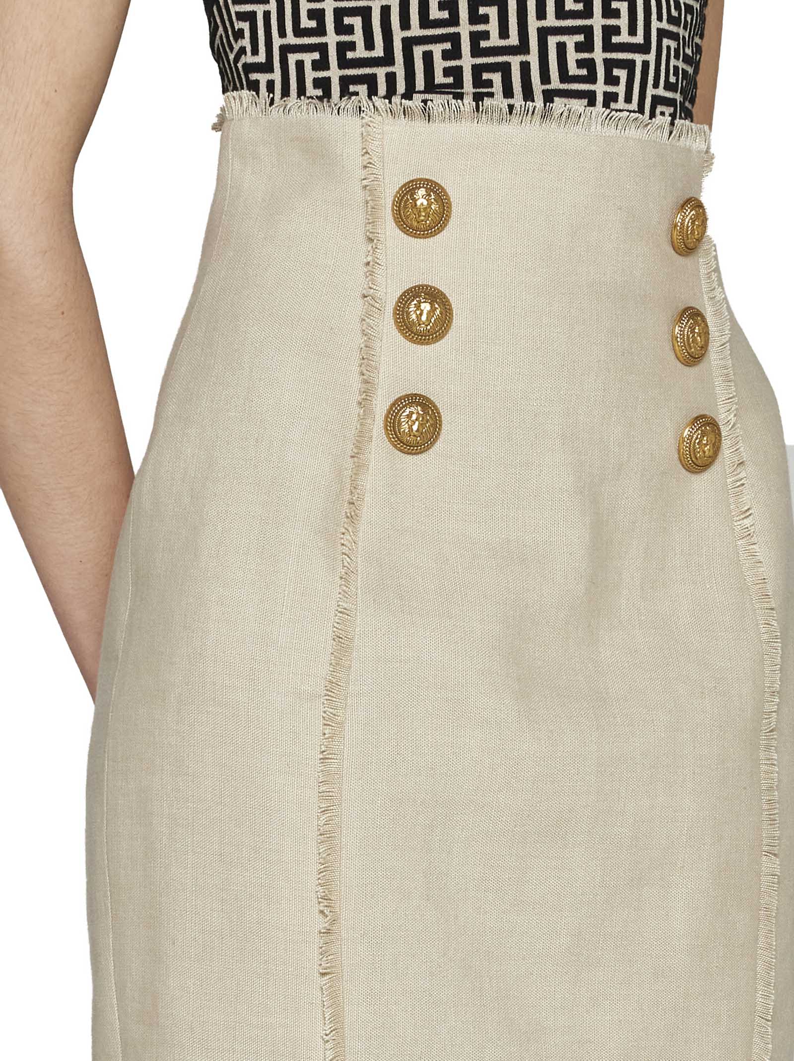 Balmain High-waisted Skirt In Beige