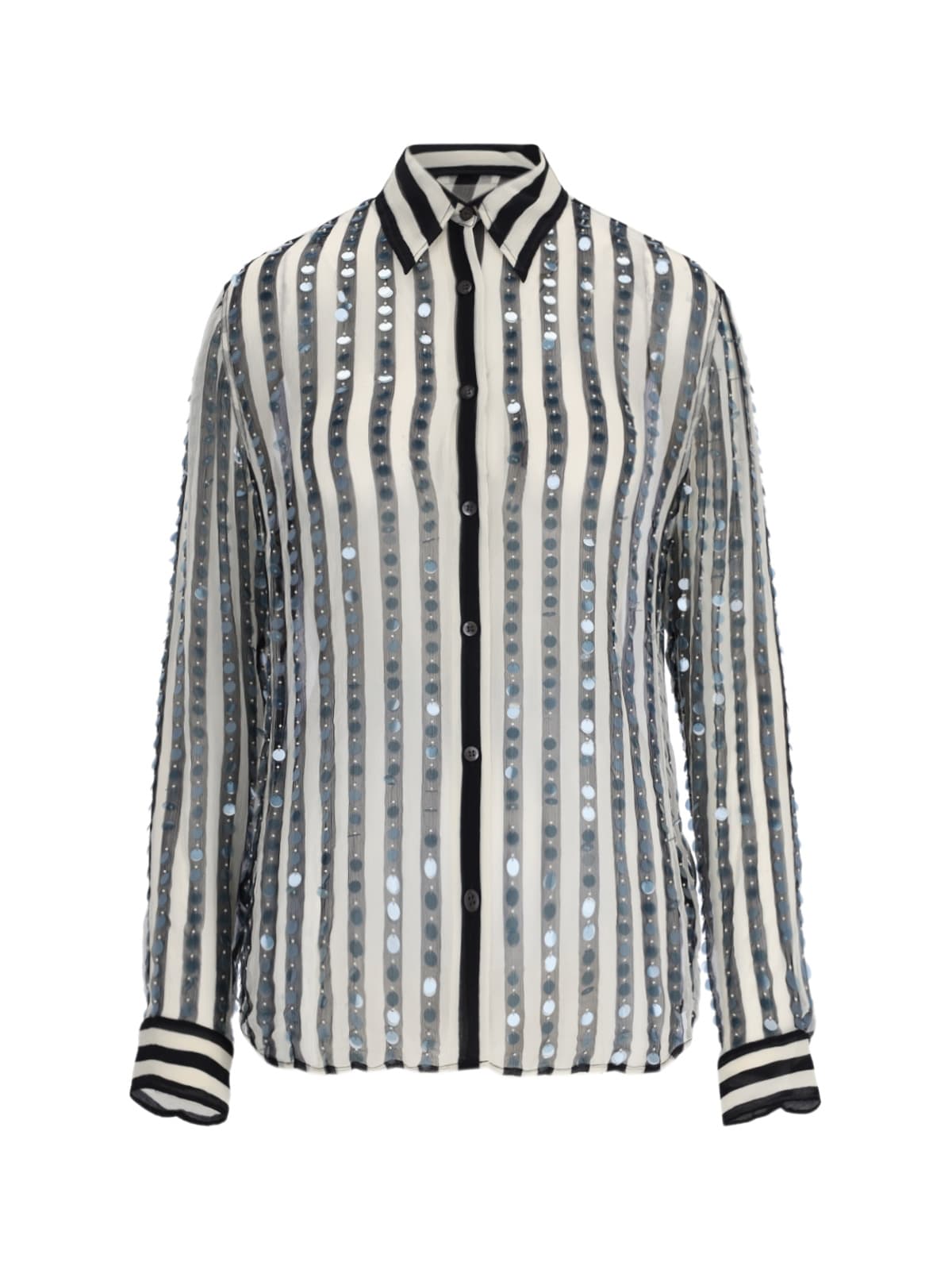 Shop Dries Van Noten Semi-transparent Silk Shirt In Black