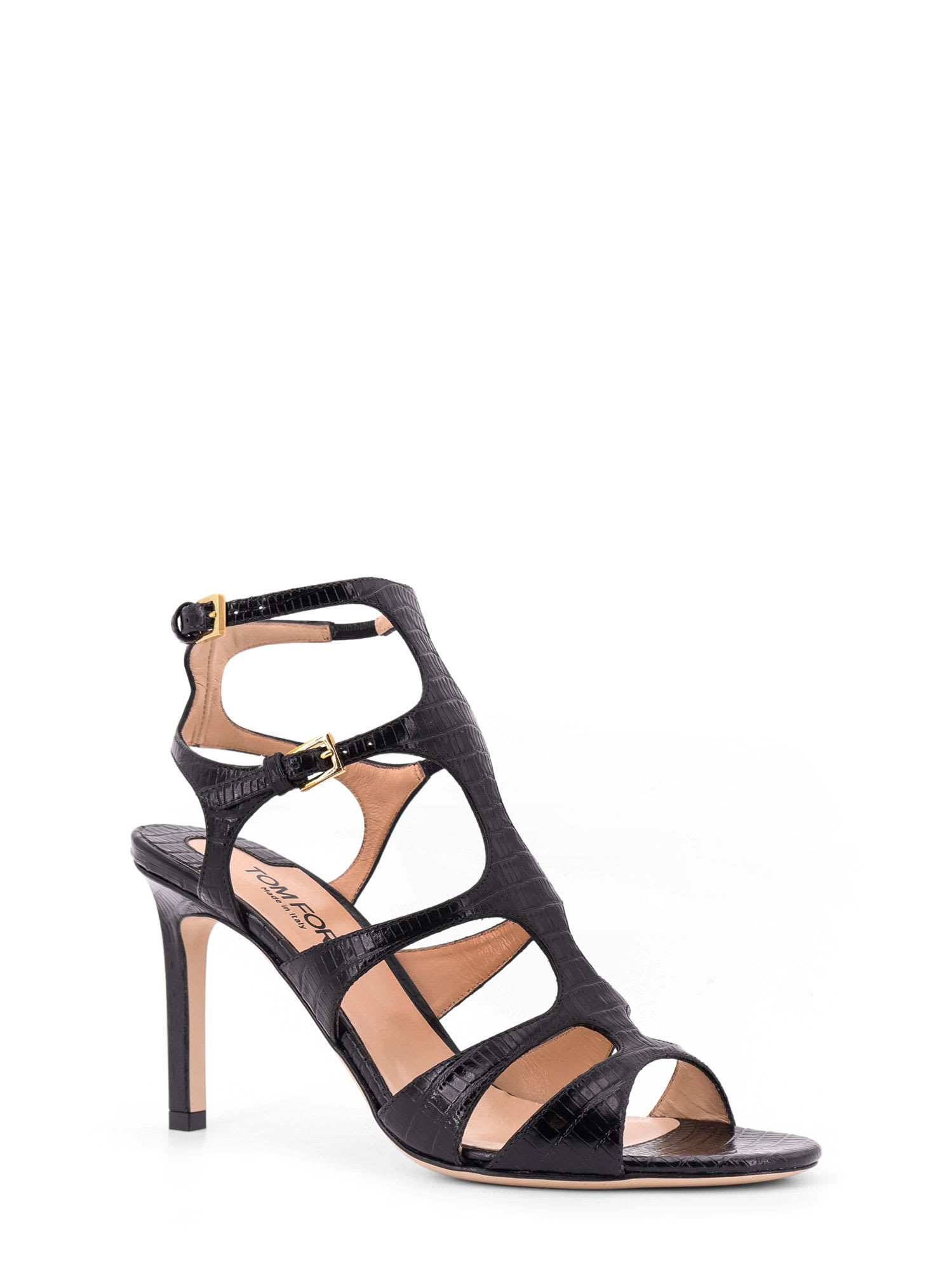 Tom Ford High Stiletto Sandals With Cut-out Straps In Black