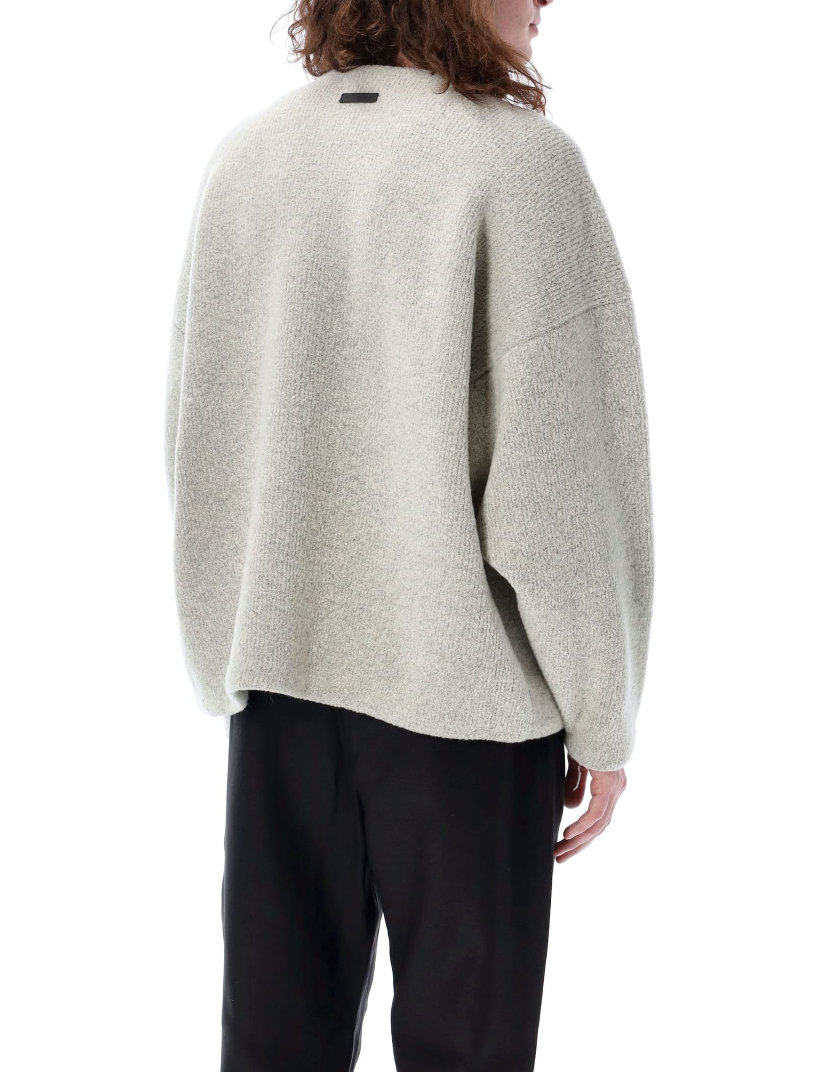 Shop Fear Of God Boucle Straight Neck Sweater In Dove Grey