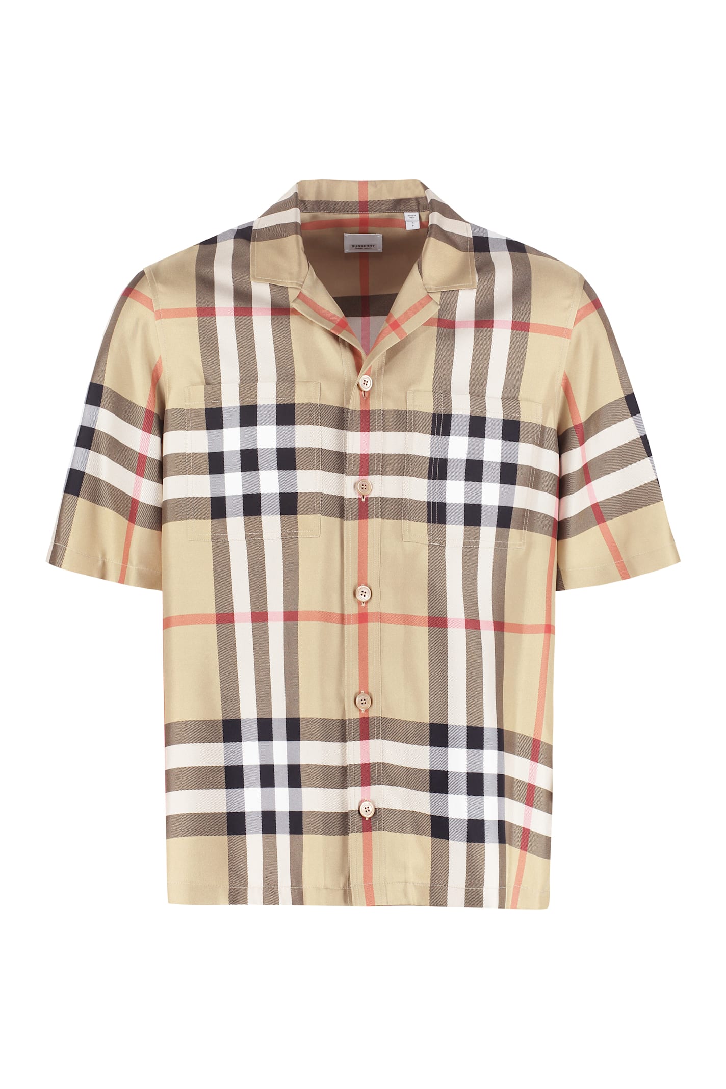 Burberry Silk Twill Bowling Shirt In Brown