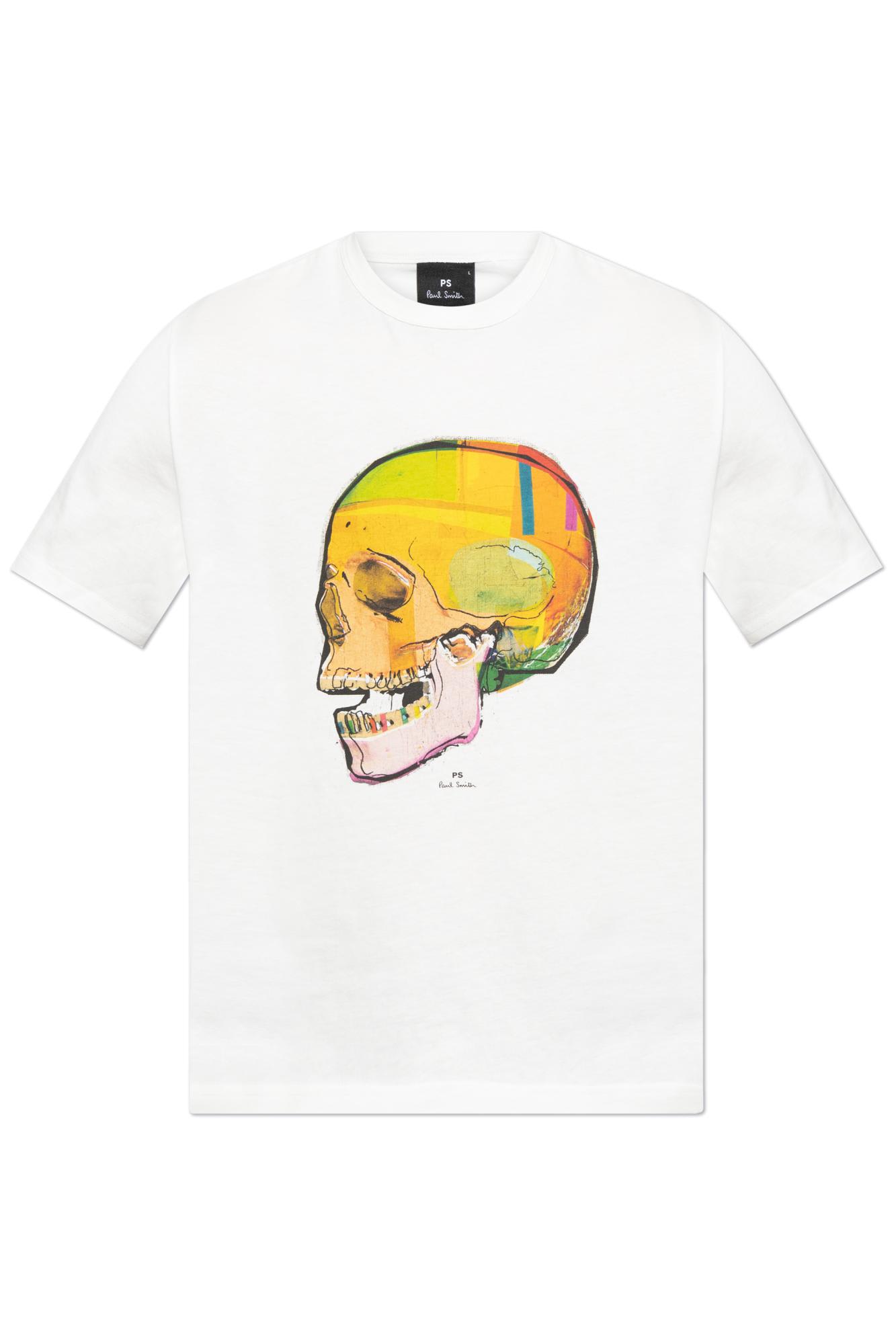 Paul Smith London Skull Sketch Cotton Graphic T-shirt In White