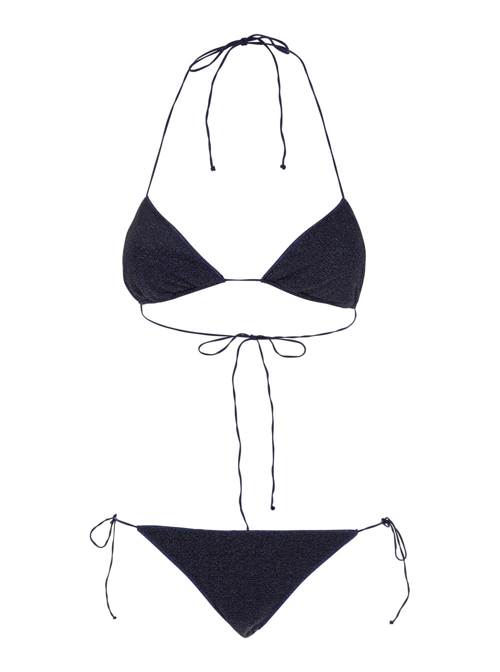 lumiere Blue Bikini With Triangular Top And Tie Closure In Tech Fabric Woman