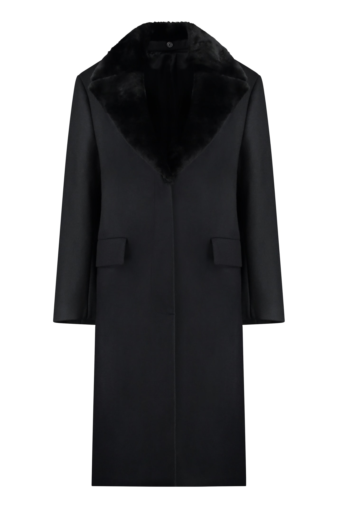 Shop Totême Wool Long Coat In Black