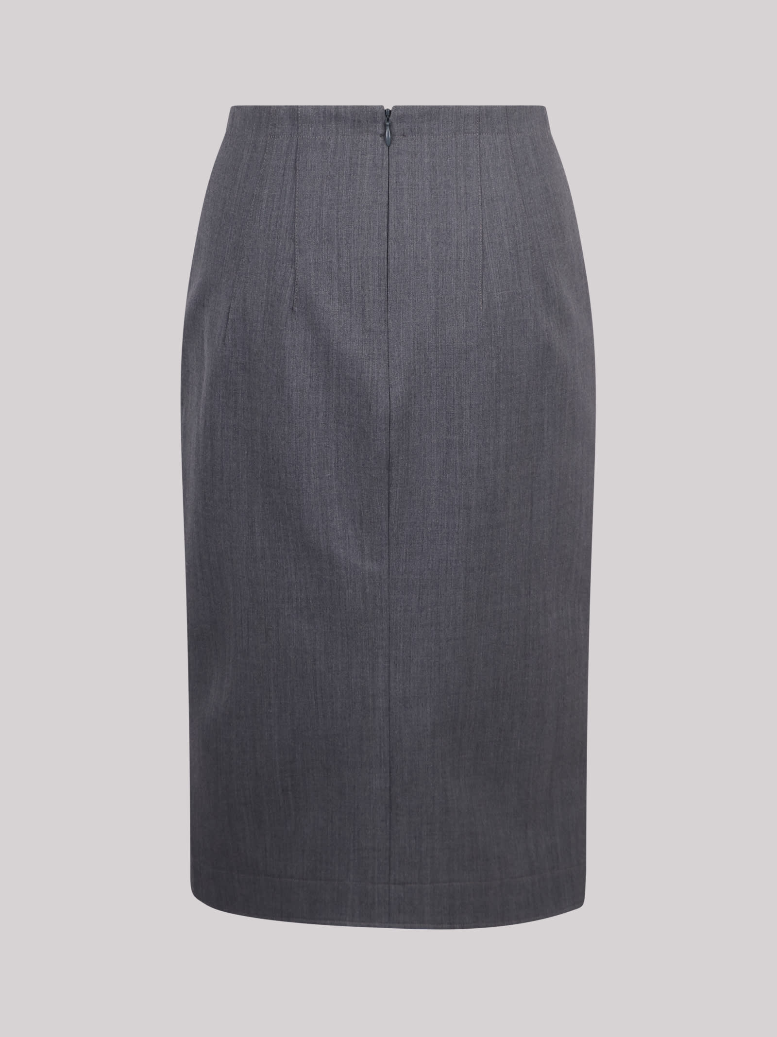 Shop N°21 Mid-rise Side-slit Skirt In Grey
