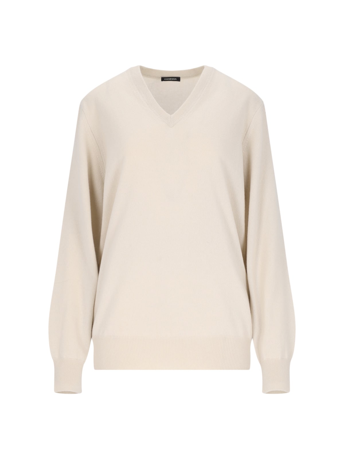 Shop Canessa V-neck Sweater In Crema