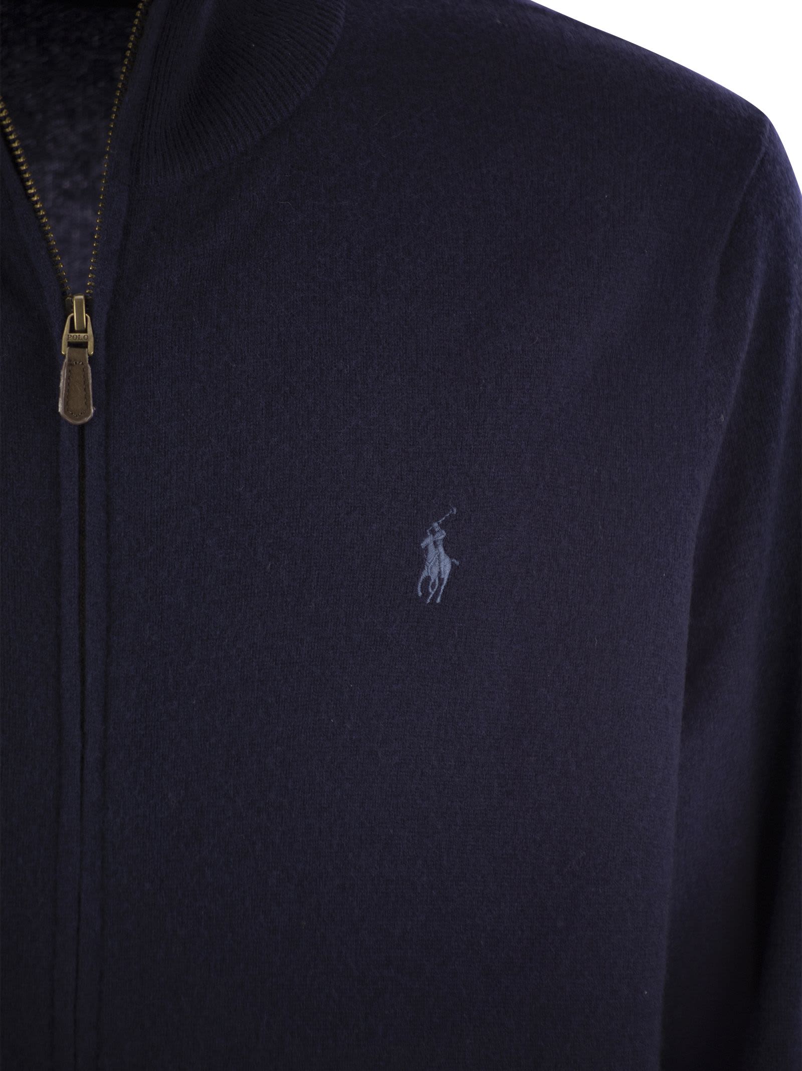 Shop Polo Ralph Lauren Wool Sweater With Zip In Blue