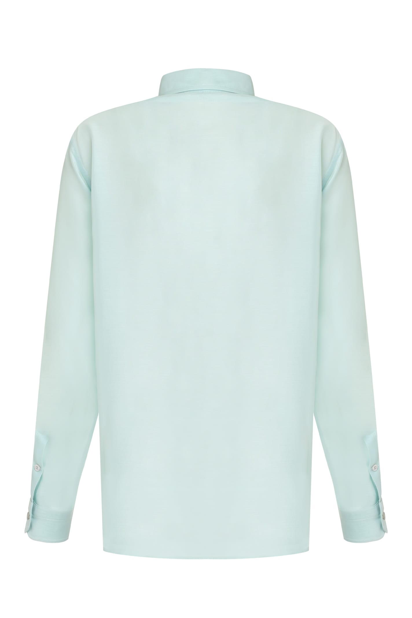 Shop Tom Ford Silk Shirt In Dusty Aqua (light Blue)