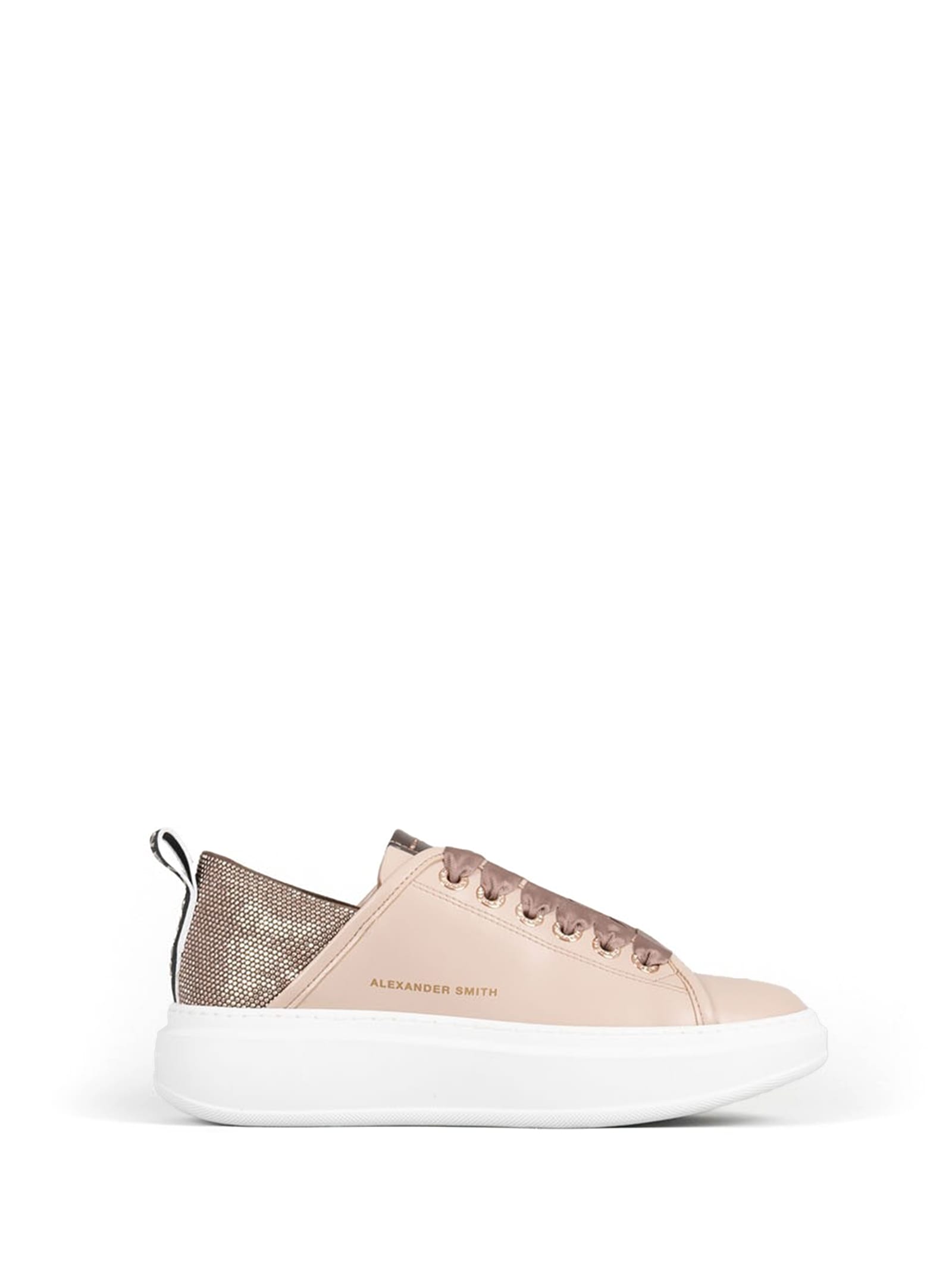 Shop Alexander Smith Wembley Sneaker Powder Leather In Cipria